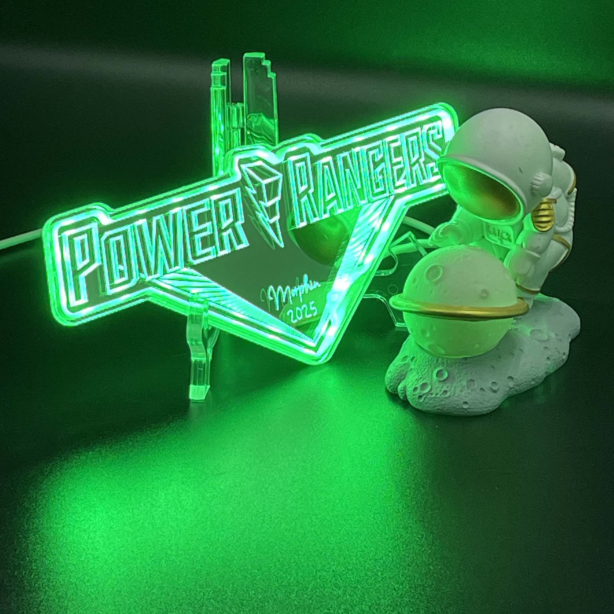 Power Rangers  Neon LED Sign with Dynamic RGB Colors Mirror Backing