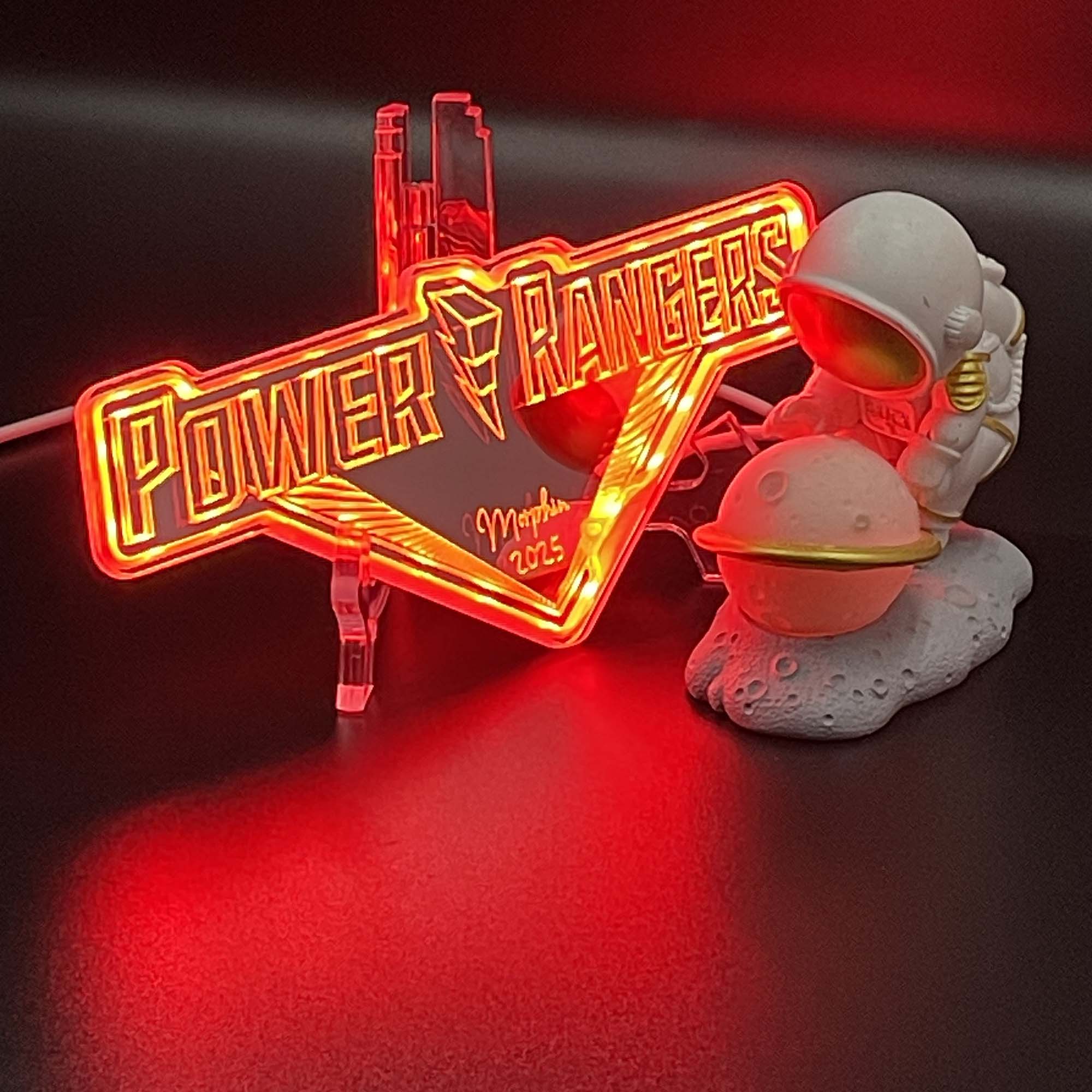 Power Rangers  Neon LED Sign with Dynamic RGB Colors Mirror Backing