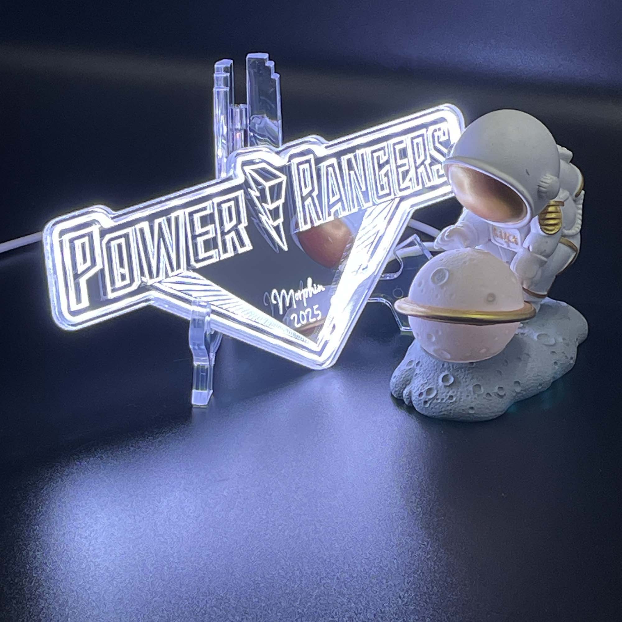Power Rangers  Neon LED Sign with Dynamic RGB Colors Mirror Backing