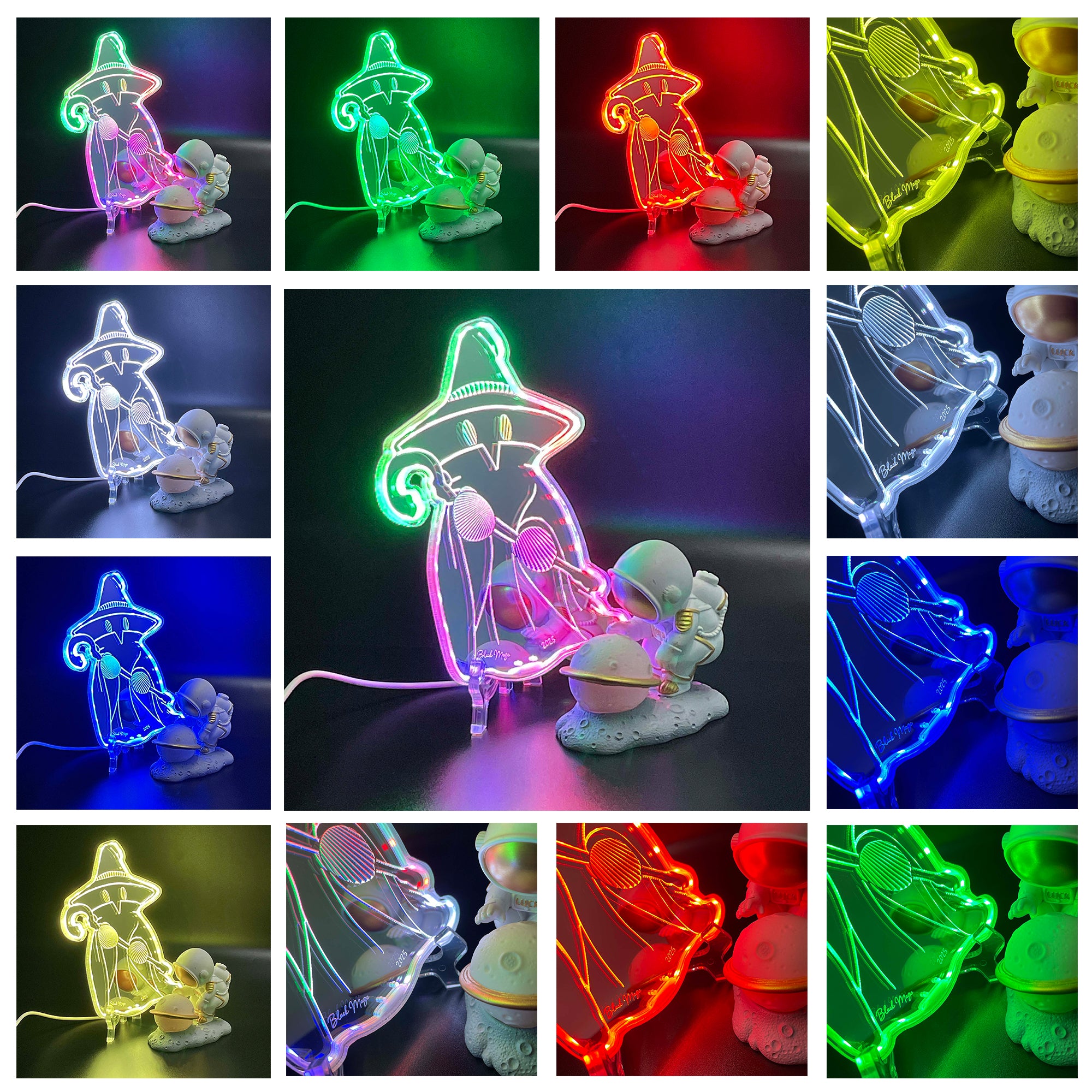 Black Mage Final Fantasy  Neon LED Sign with Dynamic RGB Colors Mirror Backing