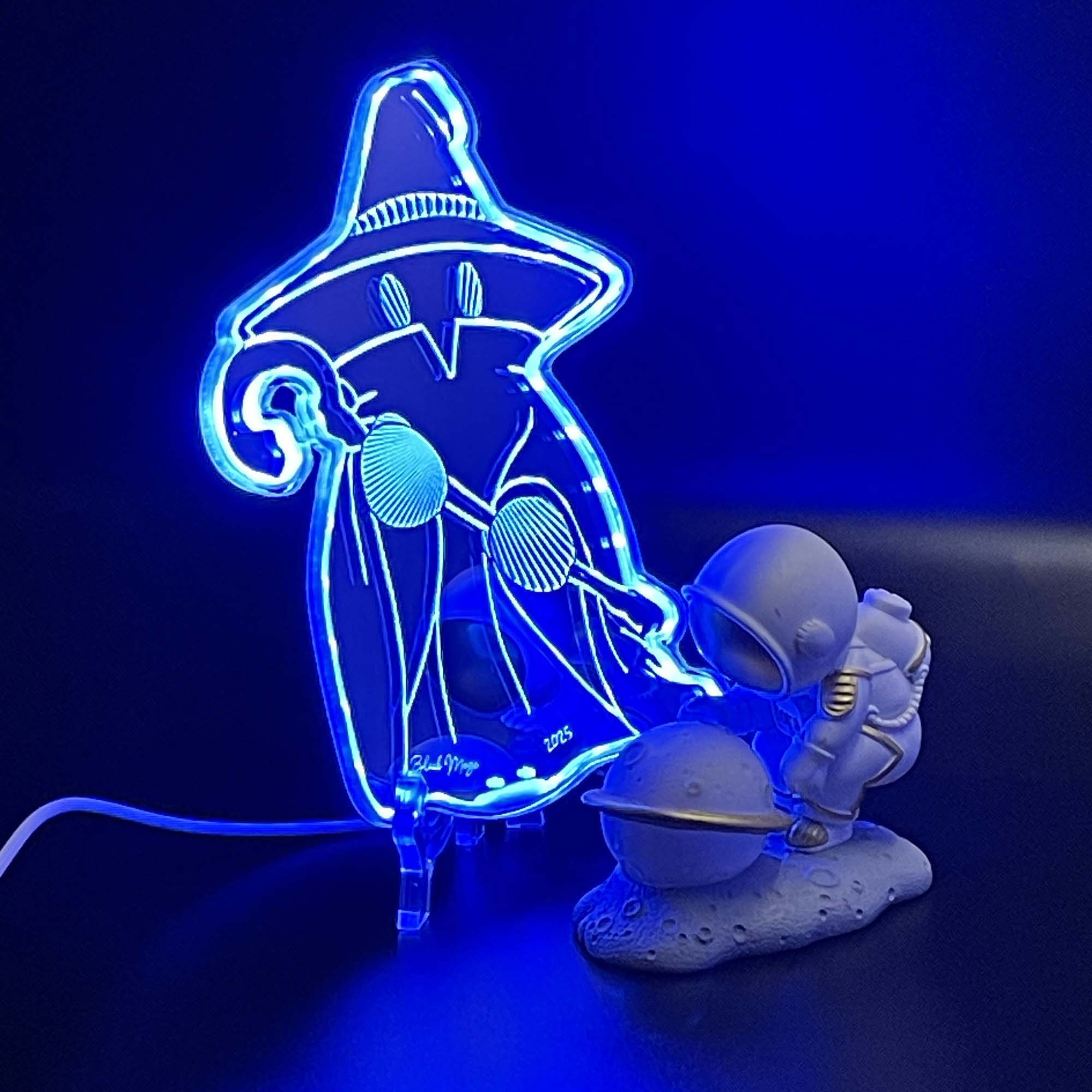Black Mage Final Fantasy  Neon LED Sign with Dynamic RGB Colors Mirror Backing