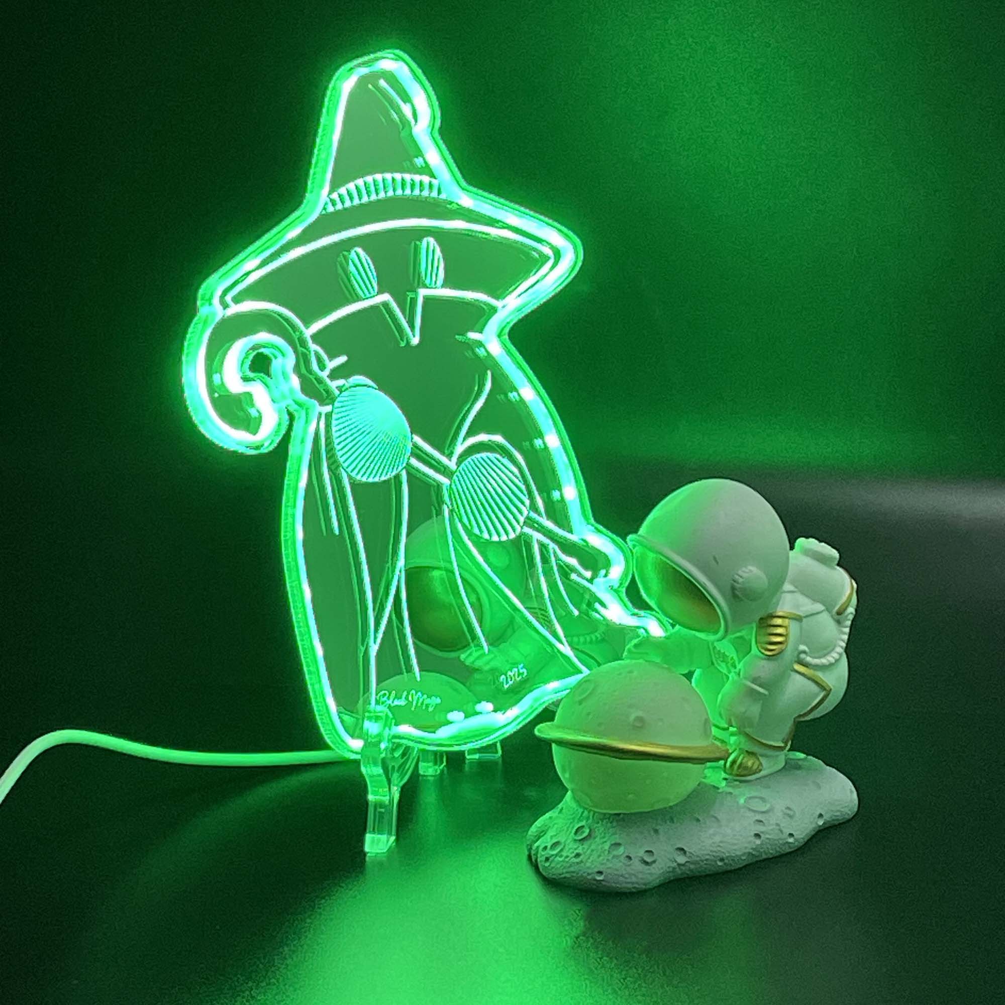 Black Mage Final Fantasy  Neon LED Sign with Dynamic RGB Colors Mirror Backing