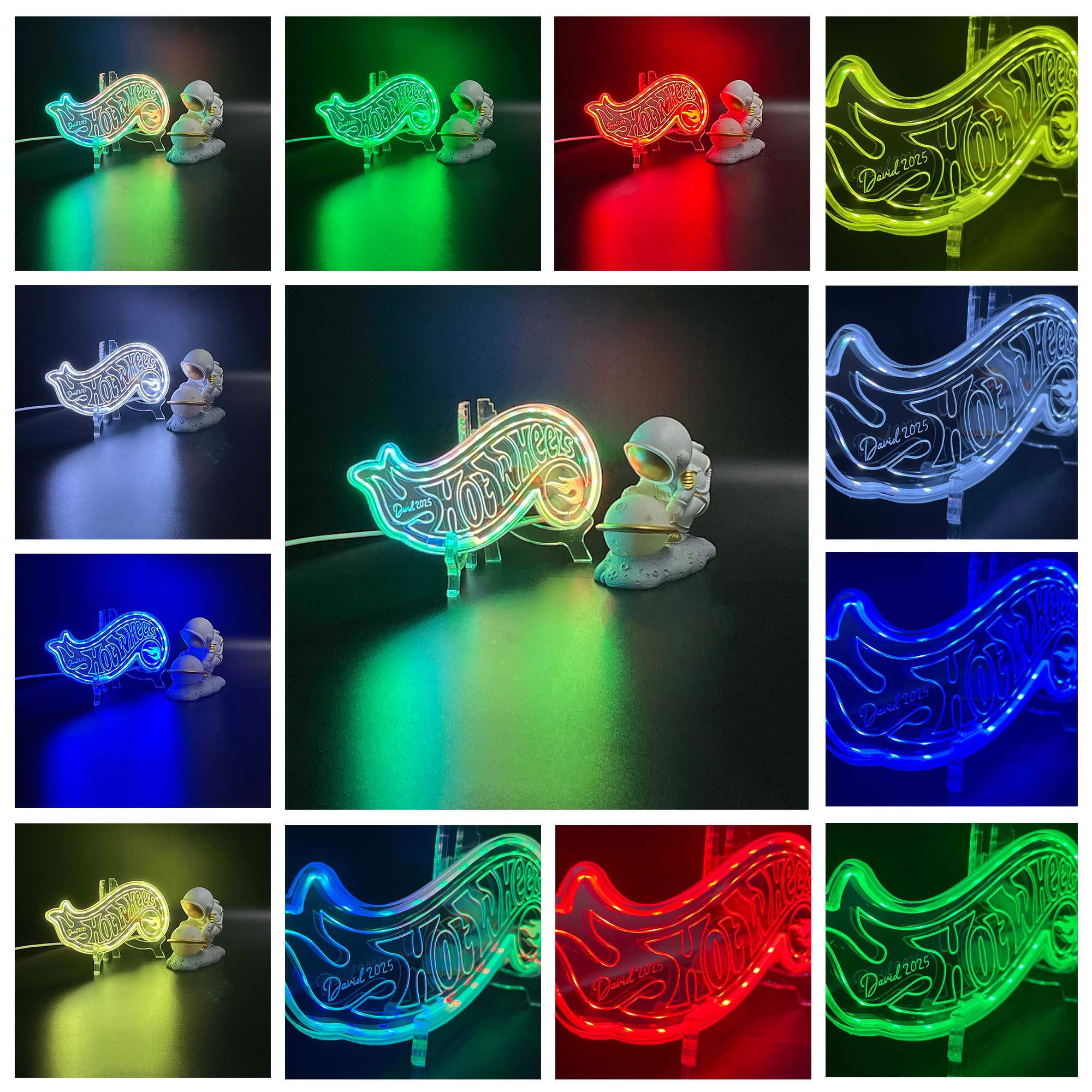 Hot Wheels  Neon LED Sign with Dynamic RGB Colors Mirror Backing