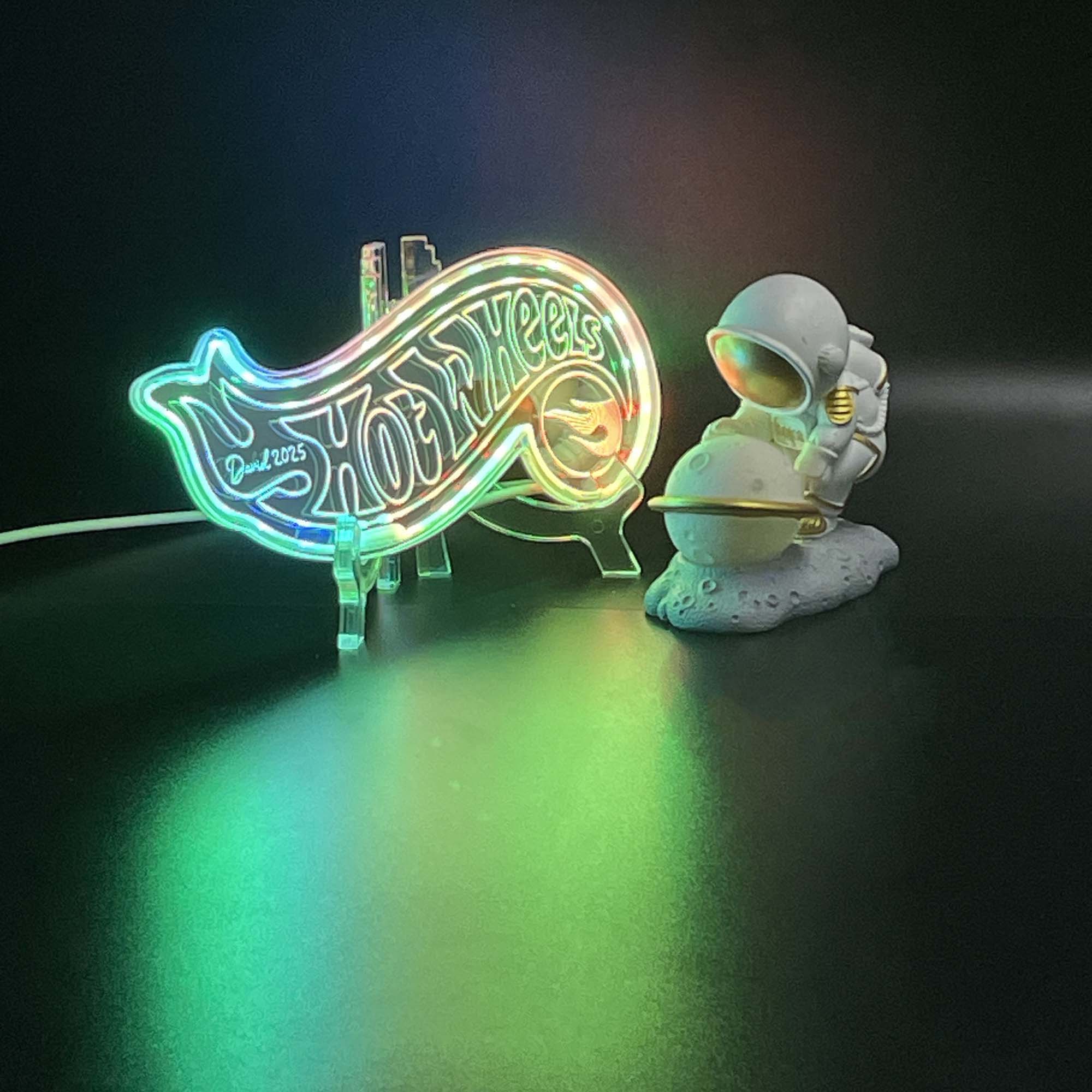 Hot Wheels  Neon LED Sign with Dynamic RGB Colors Mirror Backing