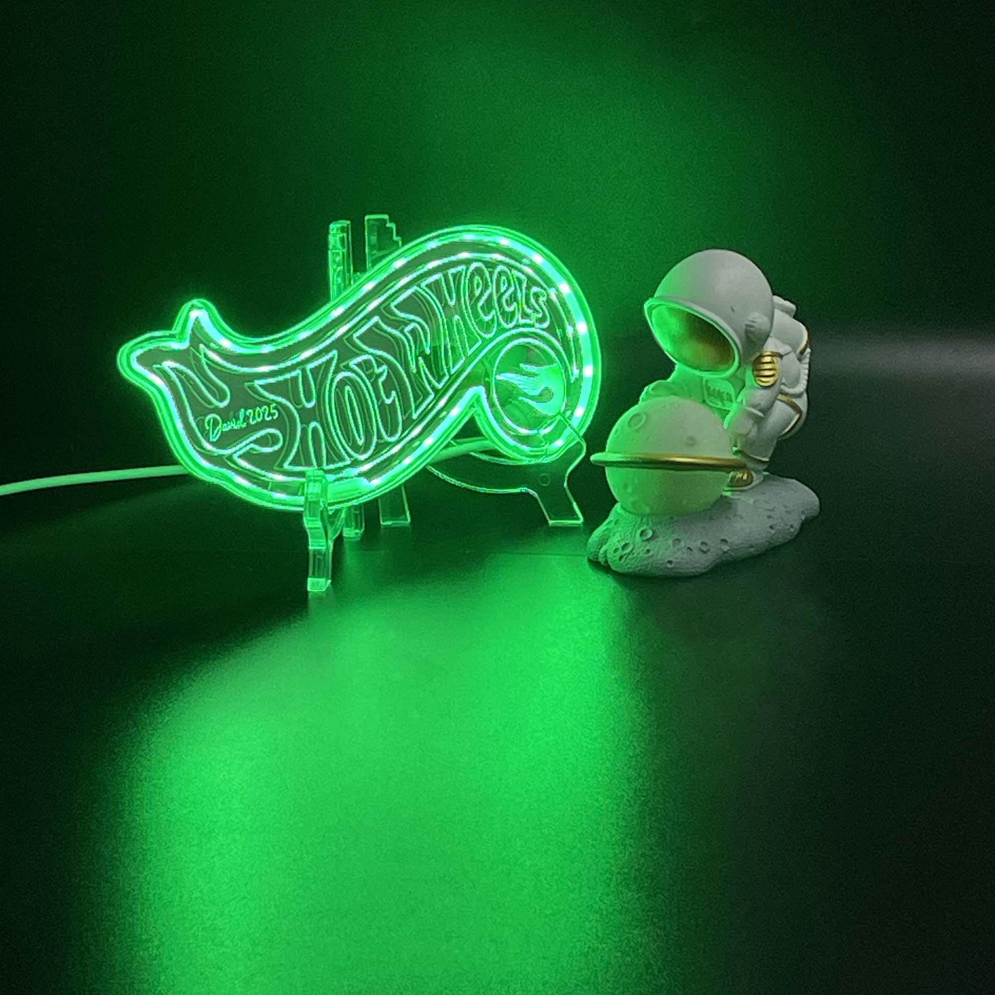 Hot Wheels  Neon LED Sign with Dynamic RGB Colors Mirror Backing