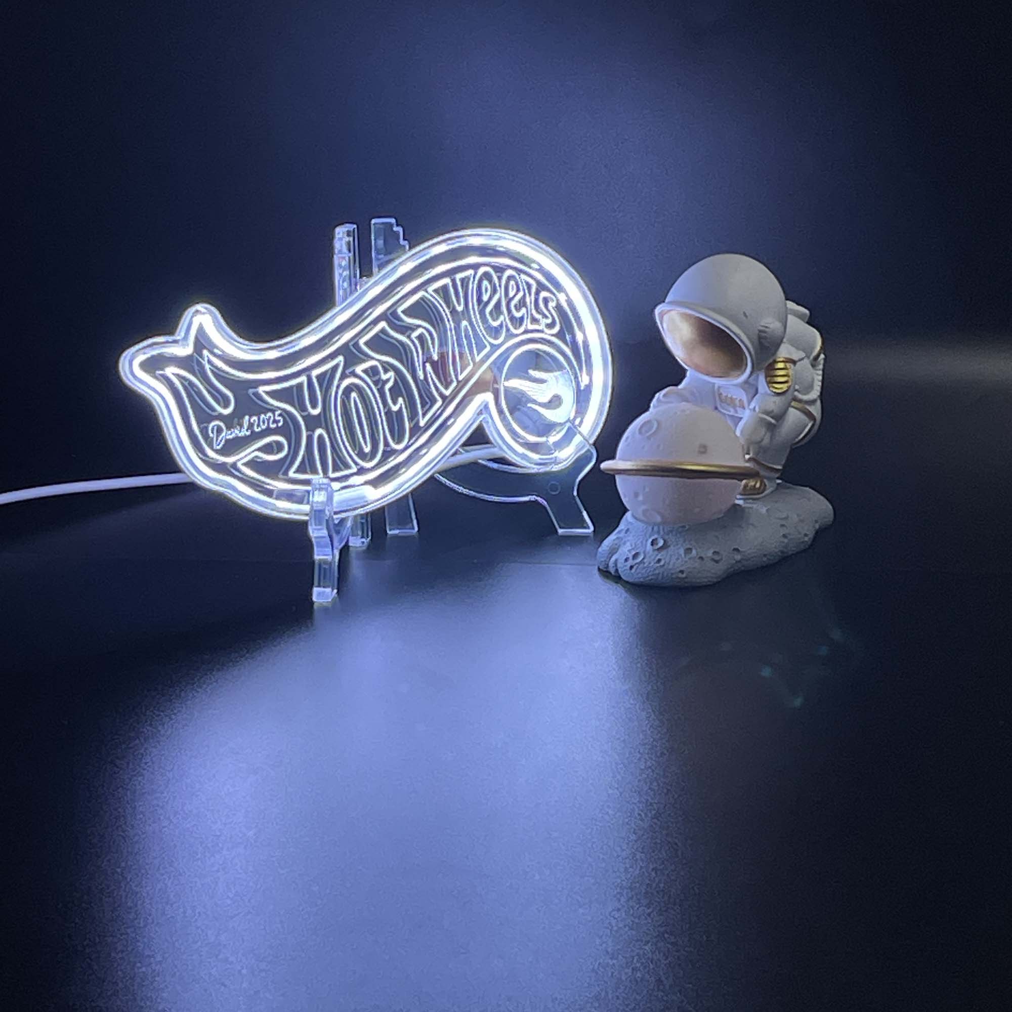 Hot Wheels  Neon LED Sign with Dynamic RGB Colors Mirror Backing