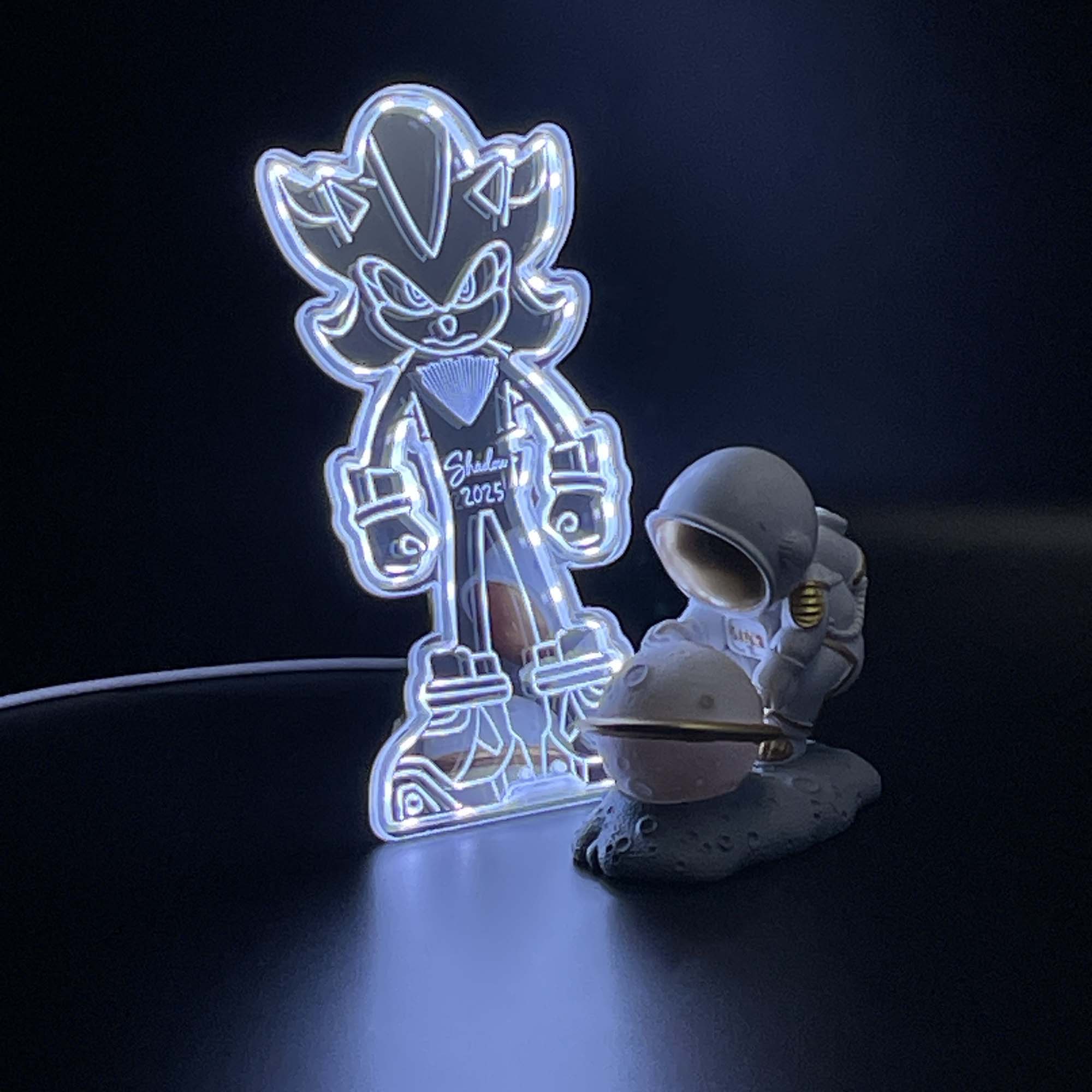 Shadow the Hedgehog Sonic  Neon LED Sign with Dynamic RGB Colors Mirror Backing