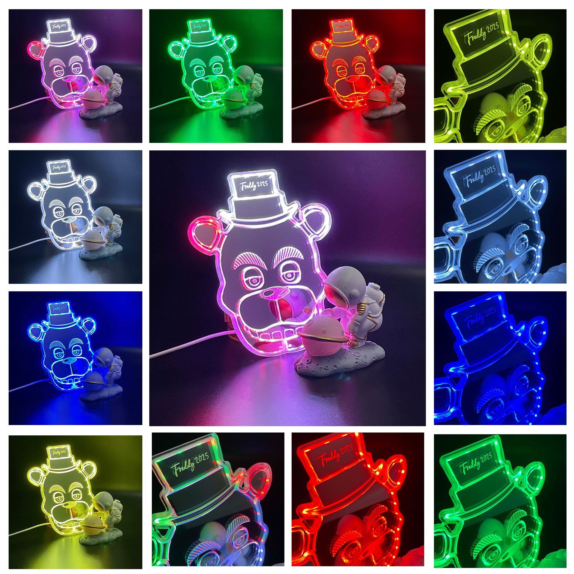 Five nights at Freddy's Fazbear  Neon LED Sign with Dynamic RGB Colors Mirror Backing