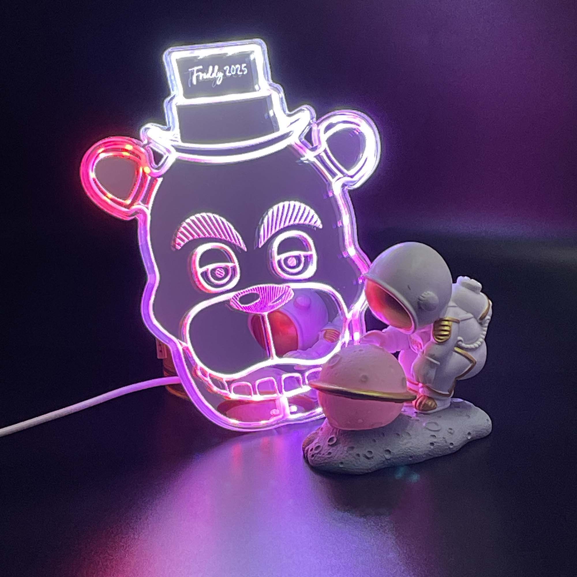 Five nights at Freddy's Fazbear  Neon LED Sign with Dynamic RGB Colors Mirror Backing