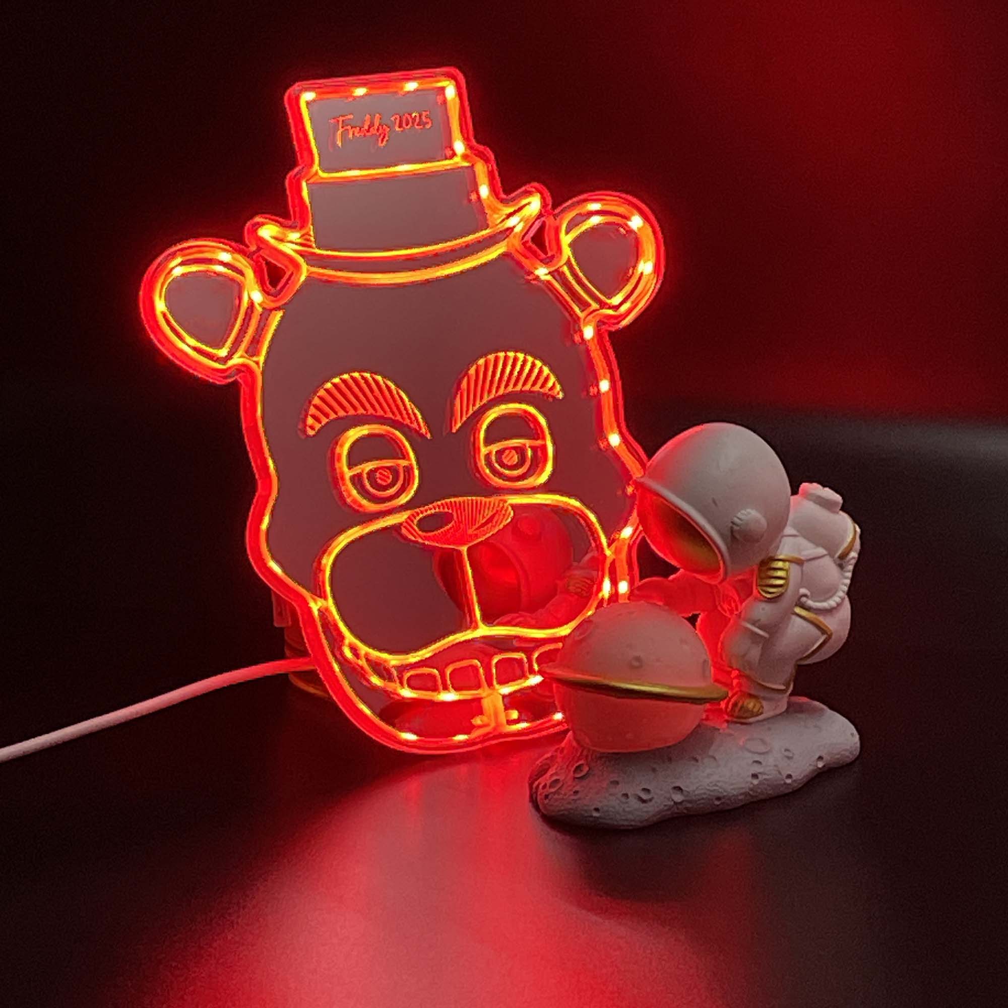 Five nights at Freddy's Fazbear  Neon LED Sign with Dynamic RGB Colors Mirror Backing