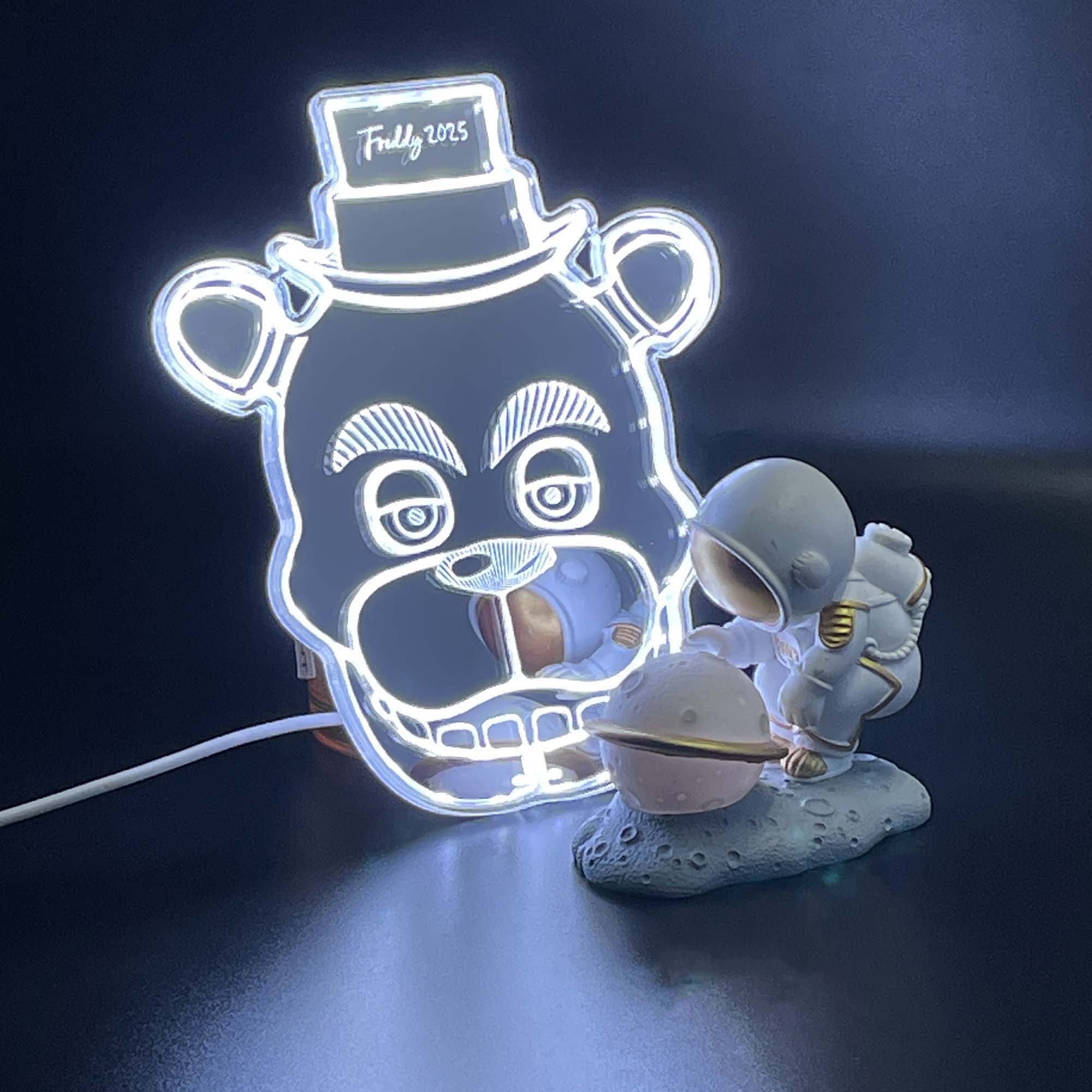 Five nights at Freddy's Fazbear  Neon LED Sign with Dynamic RGB Colors Mirror Backing