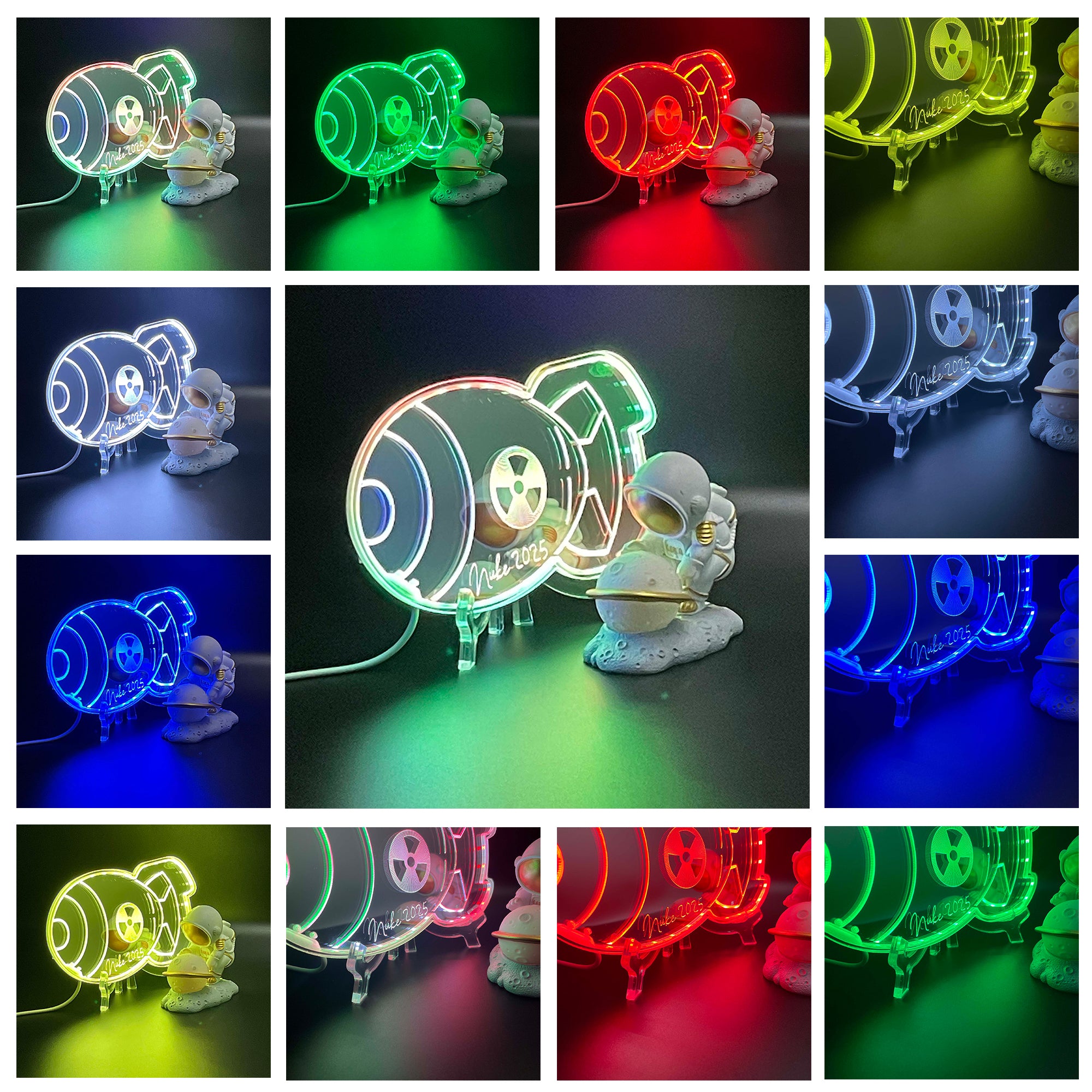 Fallout Nuke Bomb  Neon LED Sign with Dynamic RGB Colors Mirror Backing