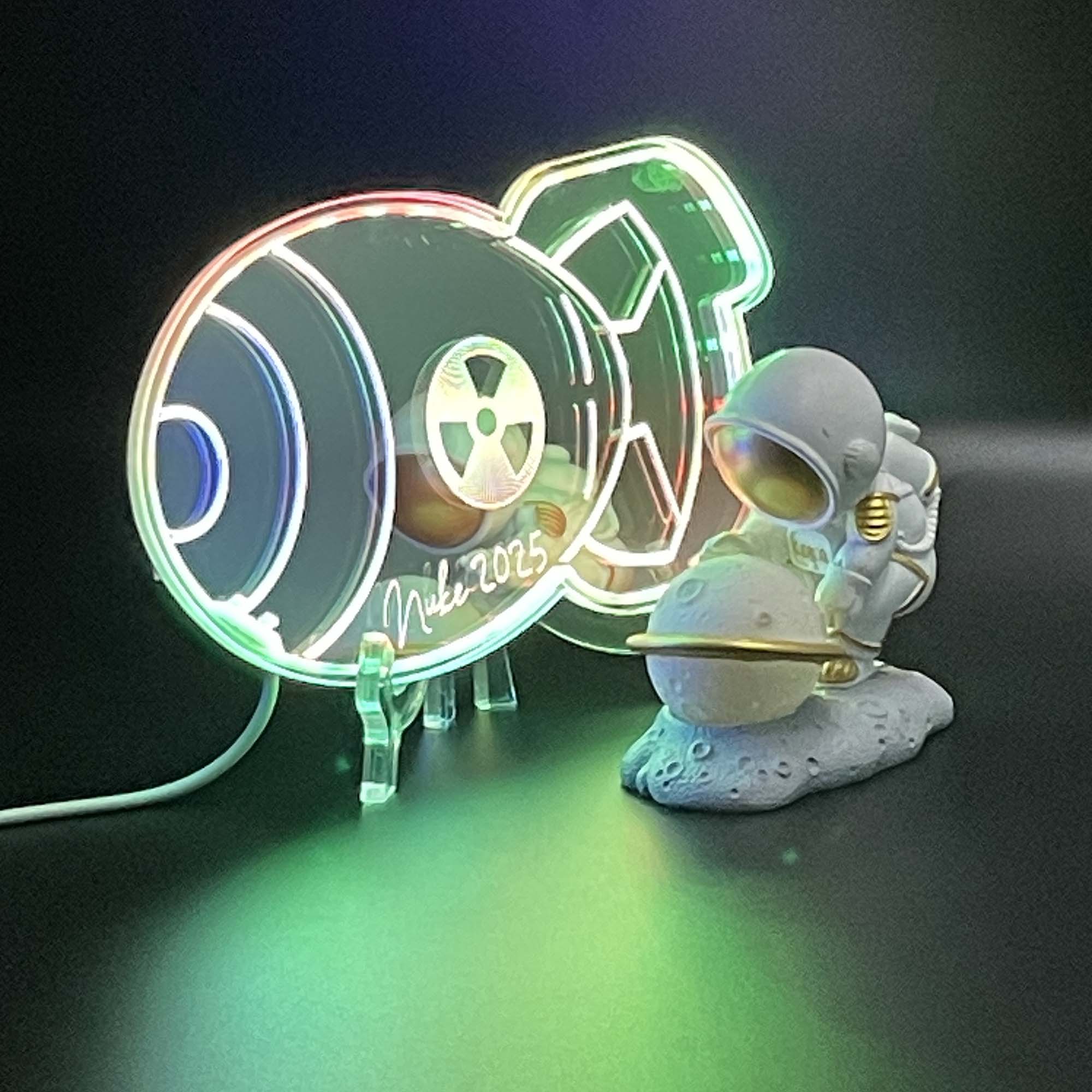 Fallout Nuke Bomb  Neon LED Sign with Dynamic RGB Colors Mirror Backing