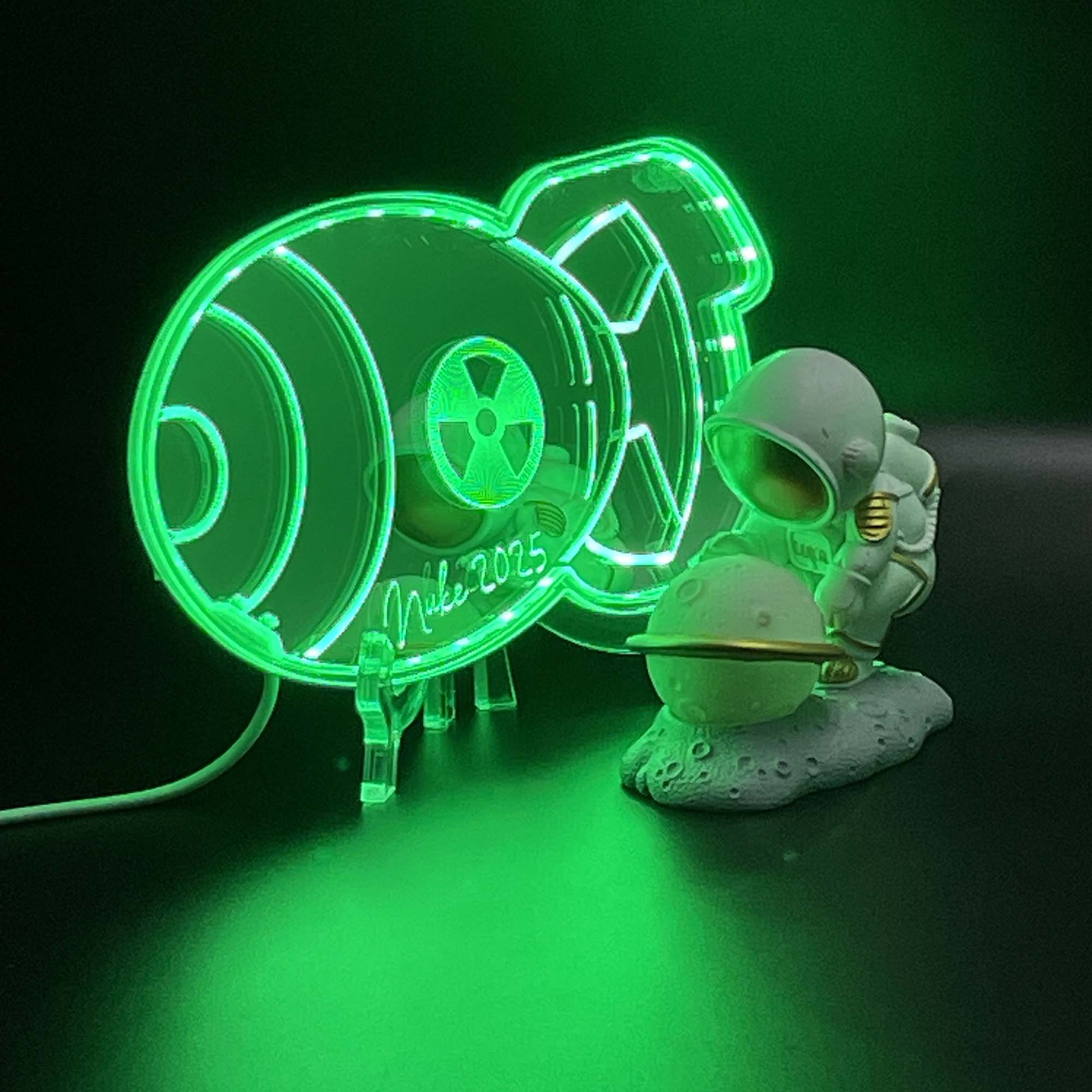 Fallout Nuke Bomb  Neon LED Sign with Dynamic RGB Colors Mirror Backing