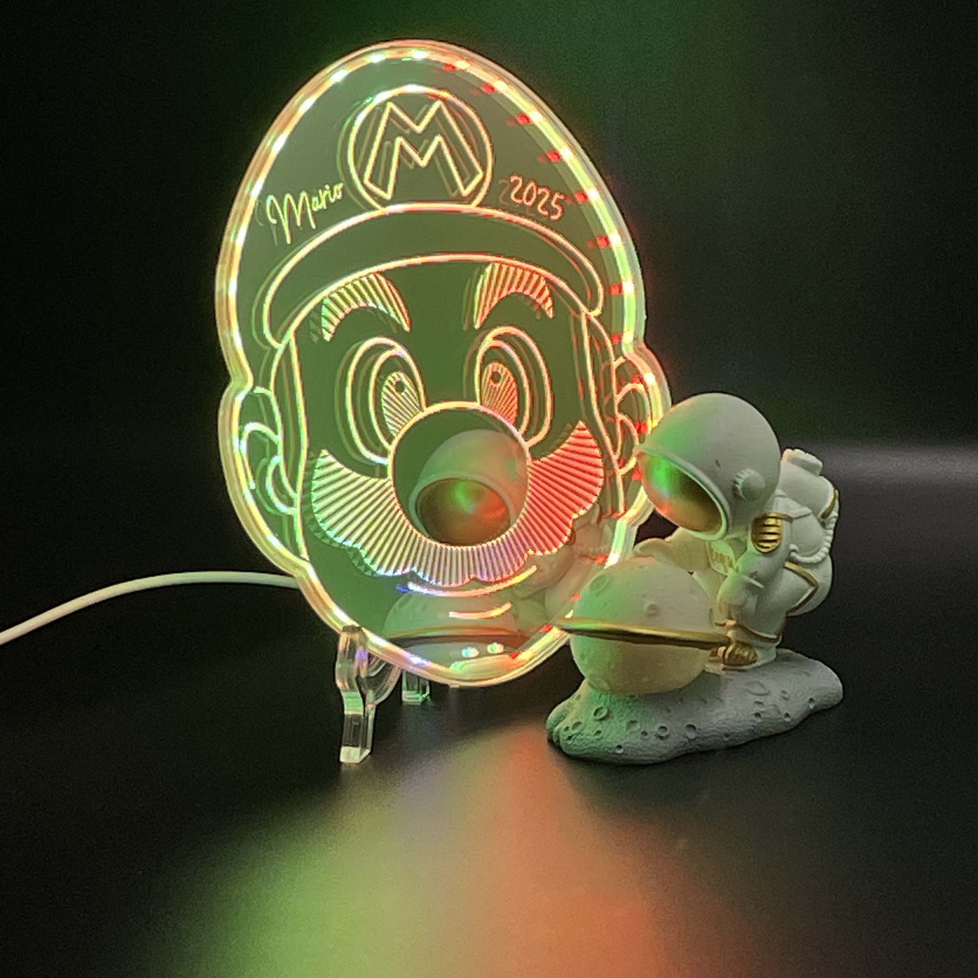 Super Mario  Neon LED Sign with Dynamic RGB Colors Mirror Backing