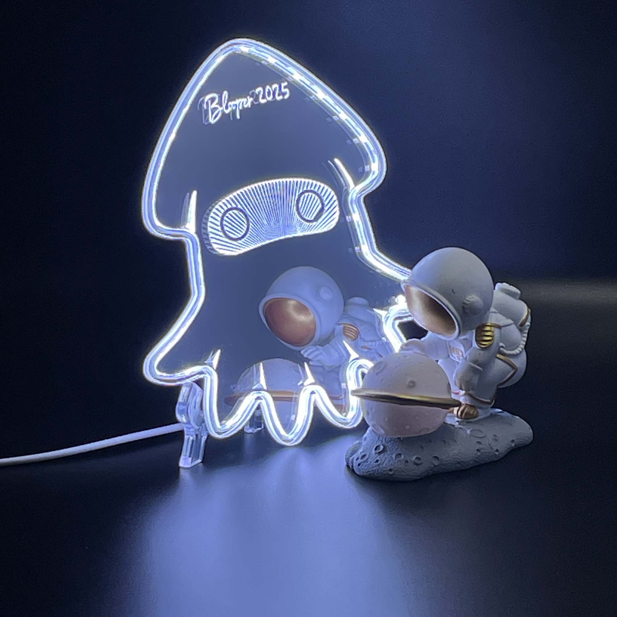 Mario Blooper  Neon LED Sign with Dynamic RGB Colors Mirror Backing
