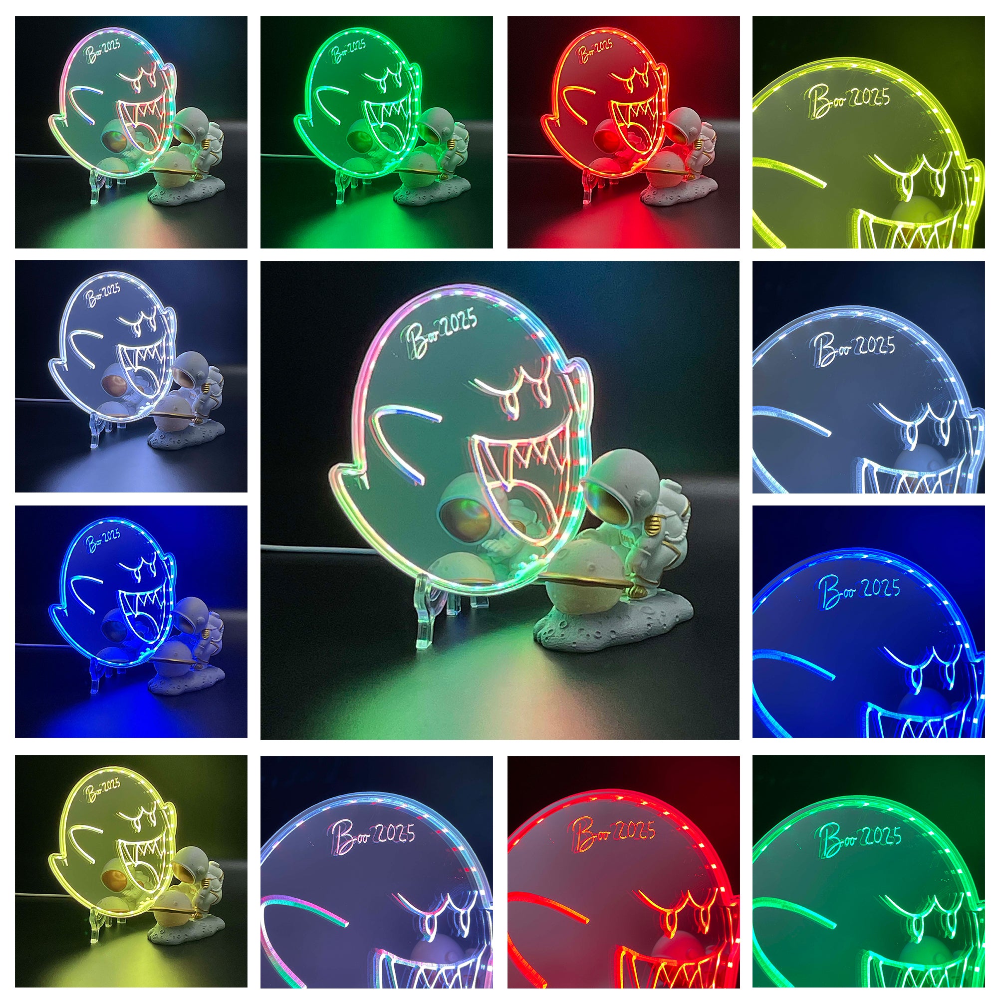 Mario Boo  Neon LED Sign with Dynamic RGB Colors Mirror Backing