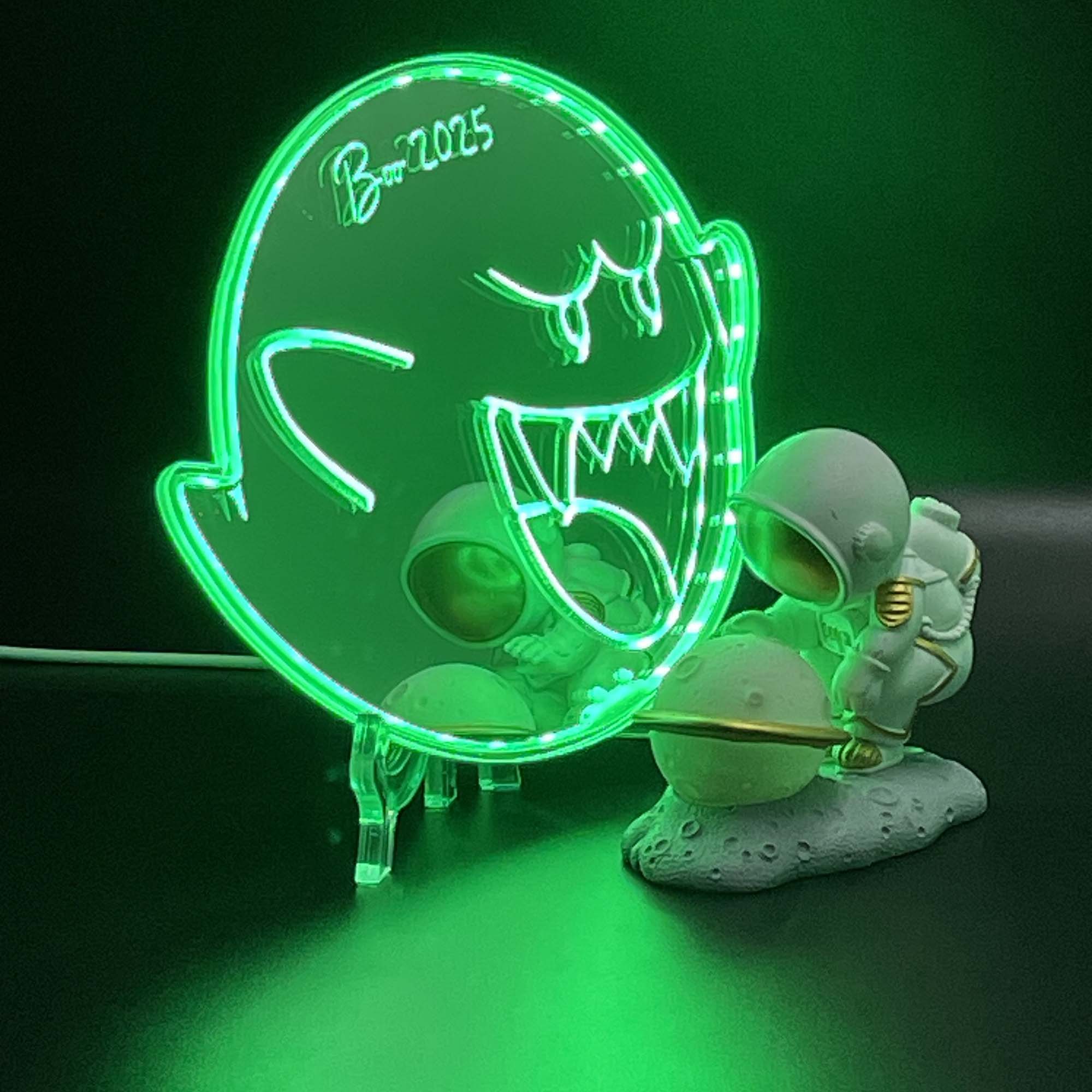 Mario Boo  Neon LED Sign with Dynamic RGB Colors Mirror Backing