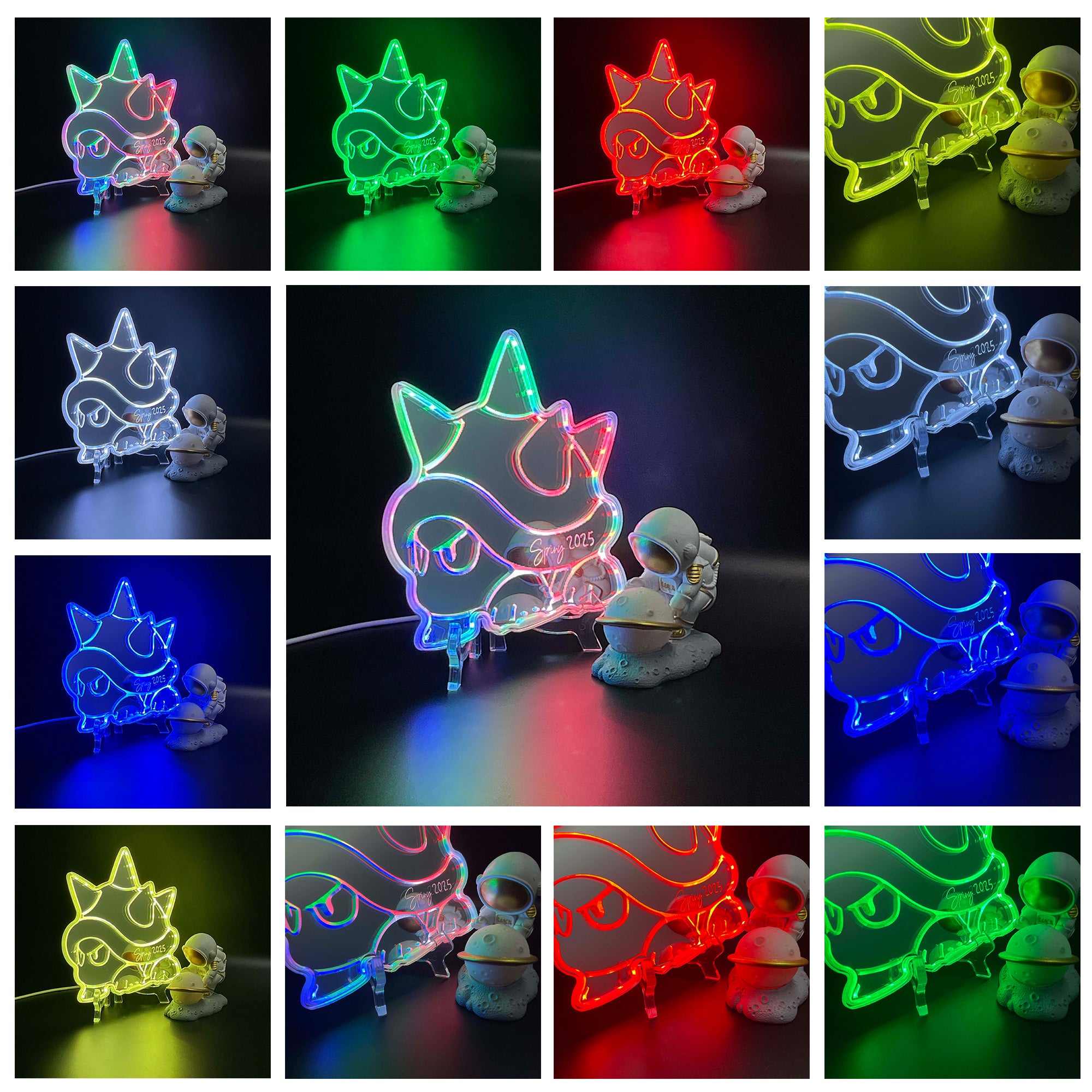 Mario Spiny  Neon LED Sign with Dynamic RGB Colors Mirror Backing