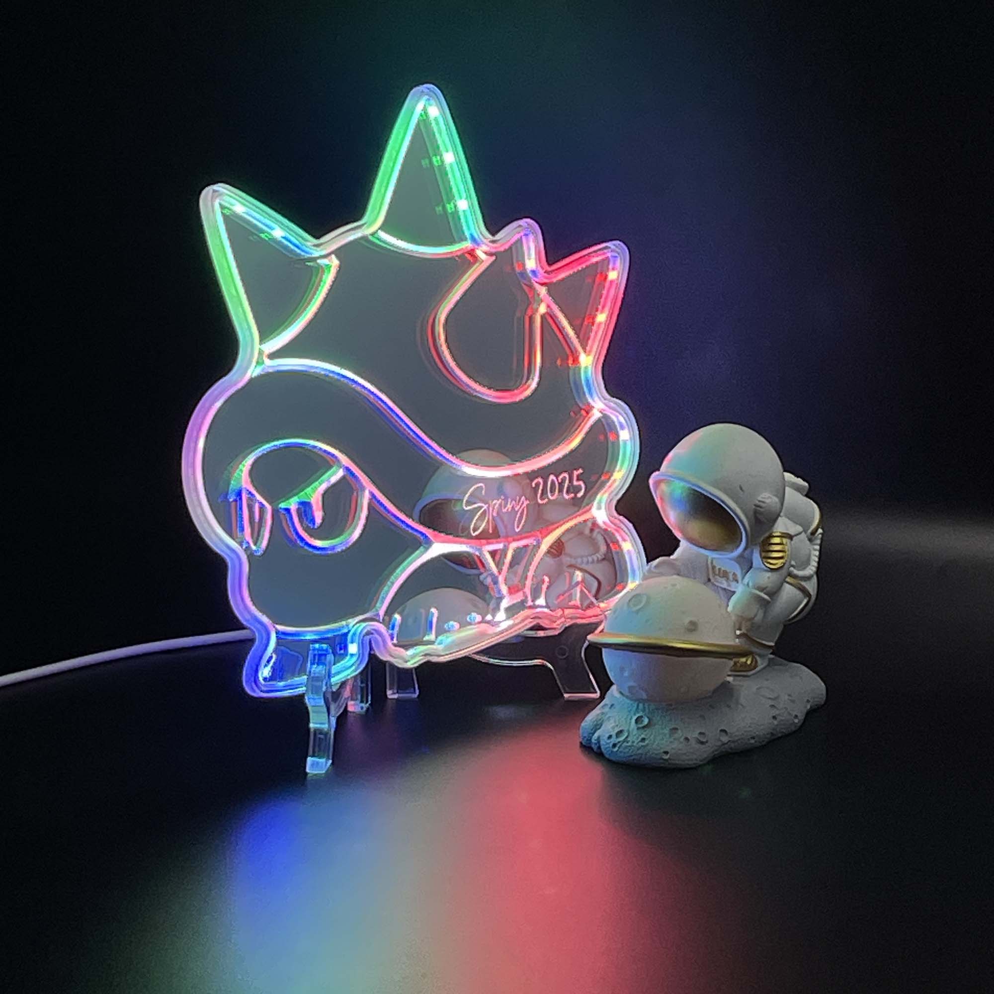 Mario Spiny  Neon LED Sign with Dynamic RGB Colors Mirror Backing