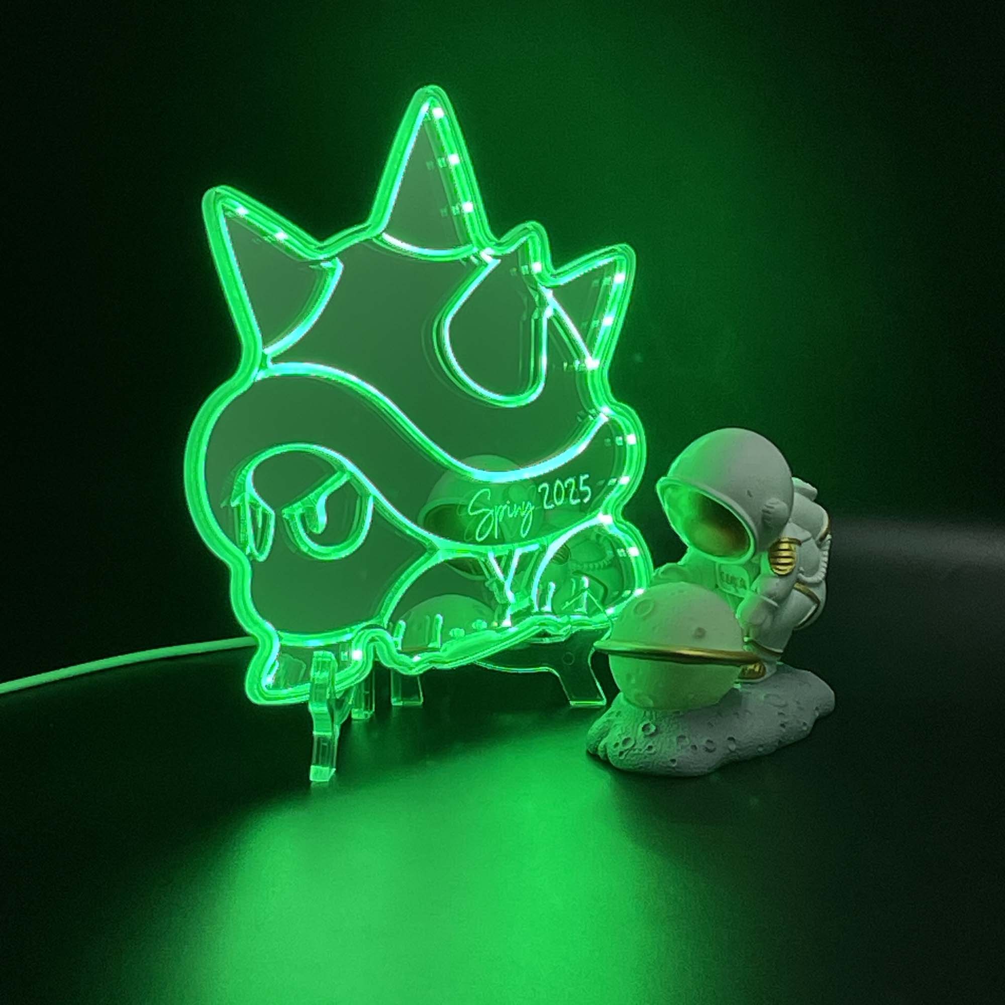 Mario Spiny  Neon LED Sign with Dynamic RGB Colors Mirror Backing