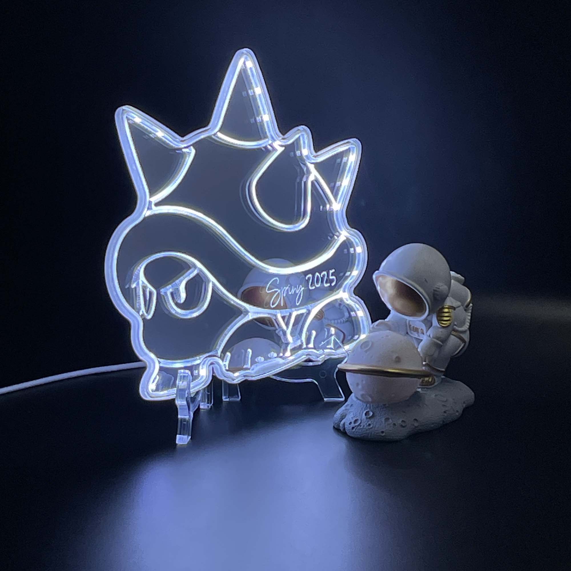 Mario Spiny  Neon LED Sign with Dynamic RGB Colors Mirror Backing