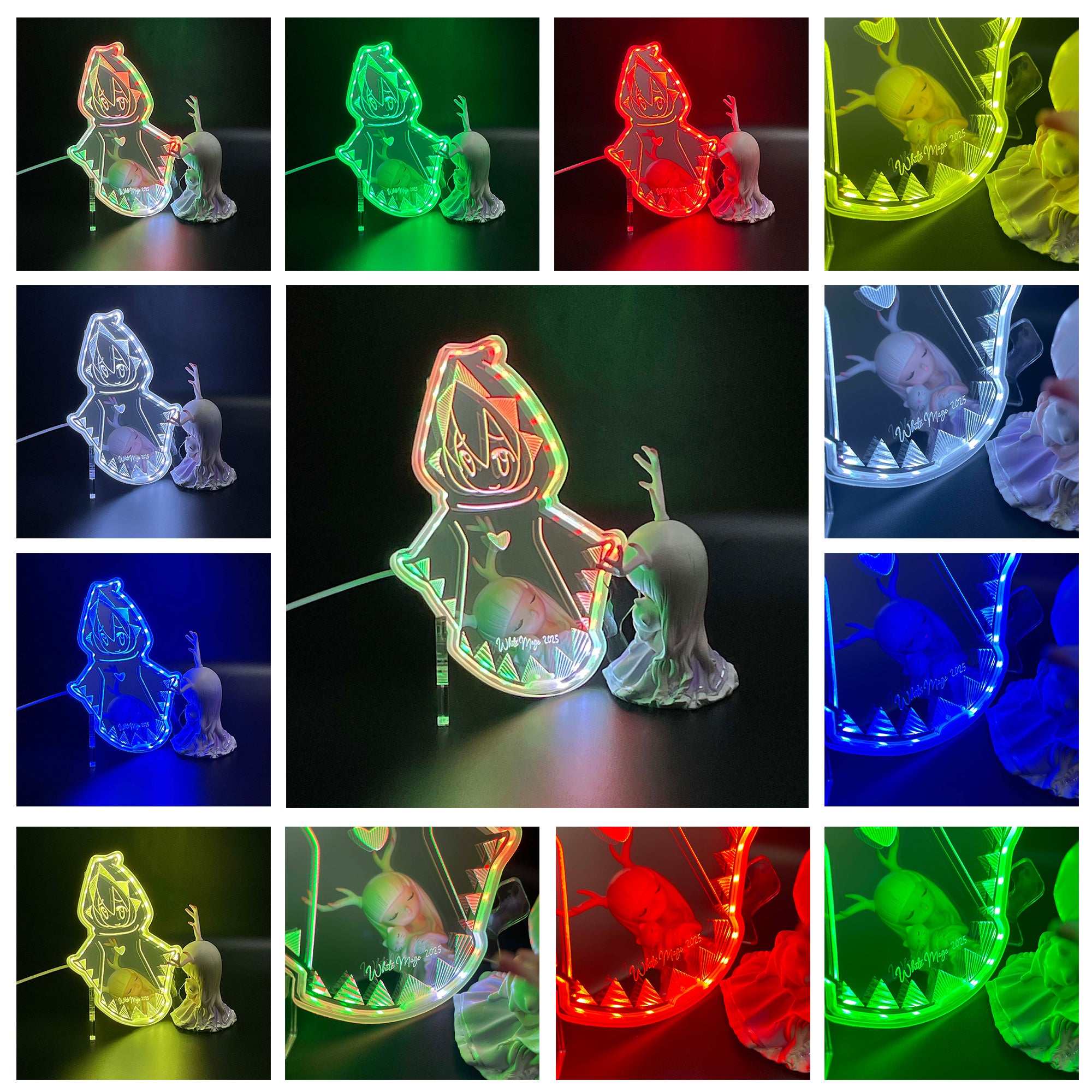 White Mage FF  Neon LED Sign with Dynamic RGB Colors Mirror Backing
