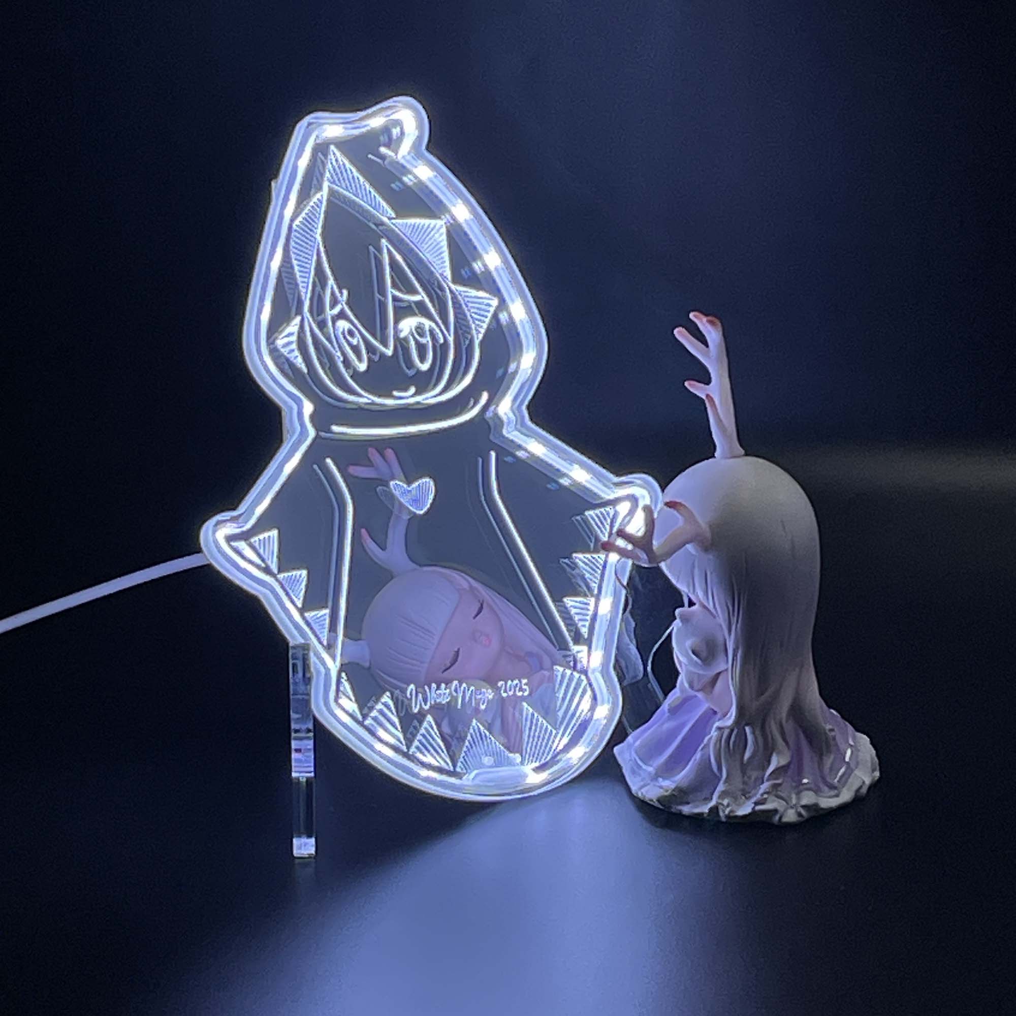 White Mage FF  Neon LED Sign with Dynamic RGB Colors Mirror Backing