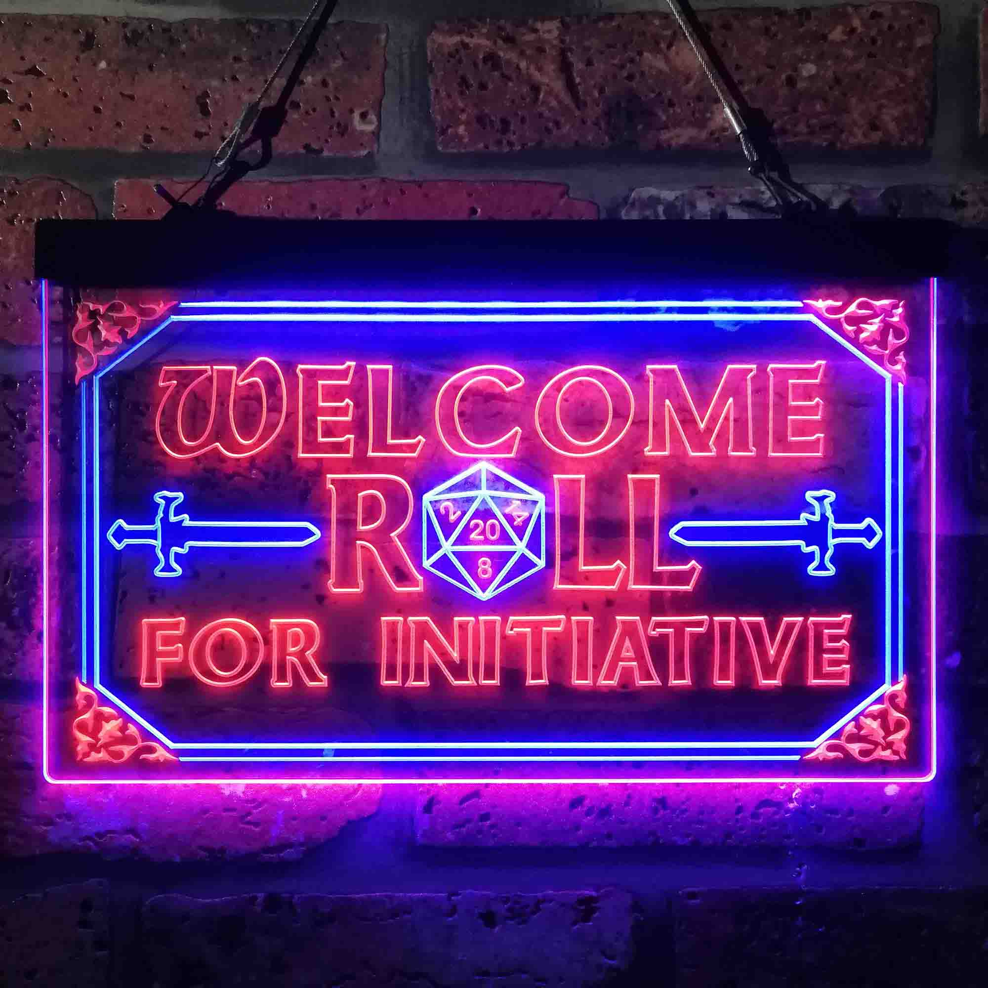Dungeons & Dragons Welcome to Roll For Initiative Neon LED Sign