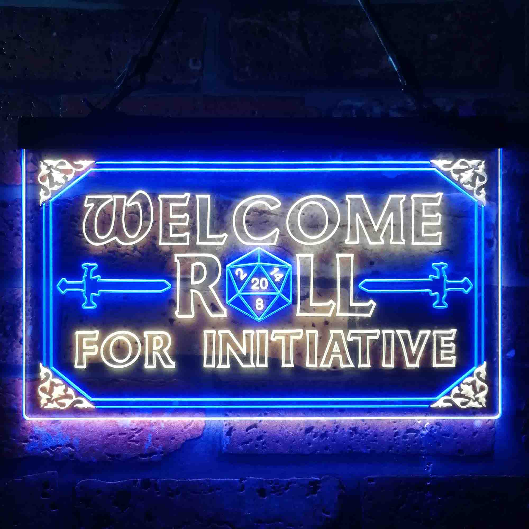Dungeons & Dragons Welcome to Roll For Initiative Neon LED Sign