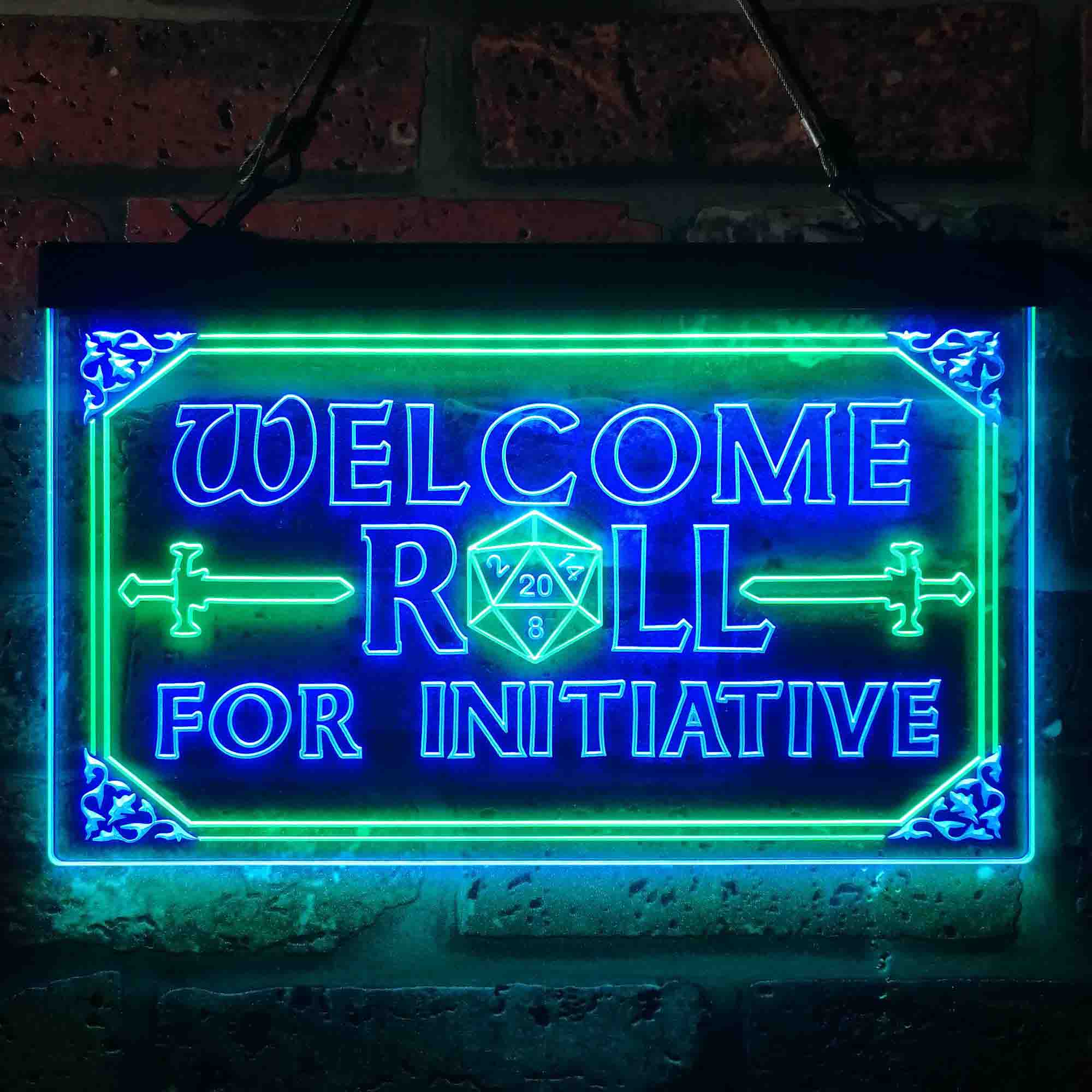 Dungeons & Dragons Welcome to Roll For Initiative Neon LED Sign