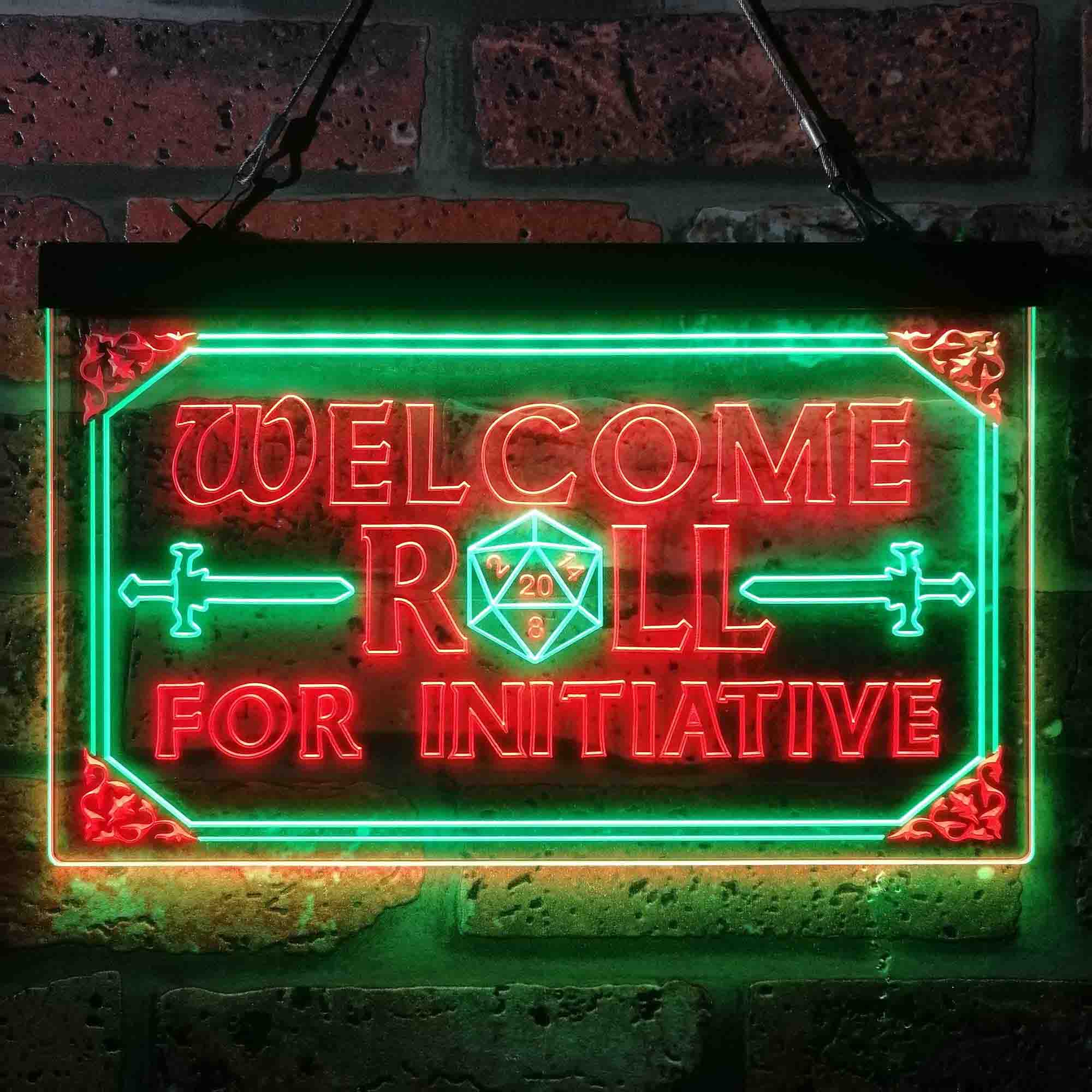 Dungeons & Dragons Welcome to Roll For Initiative Neon LED Sign