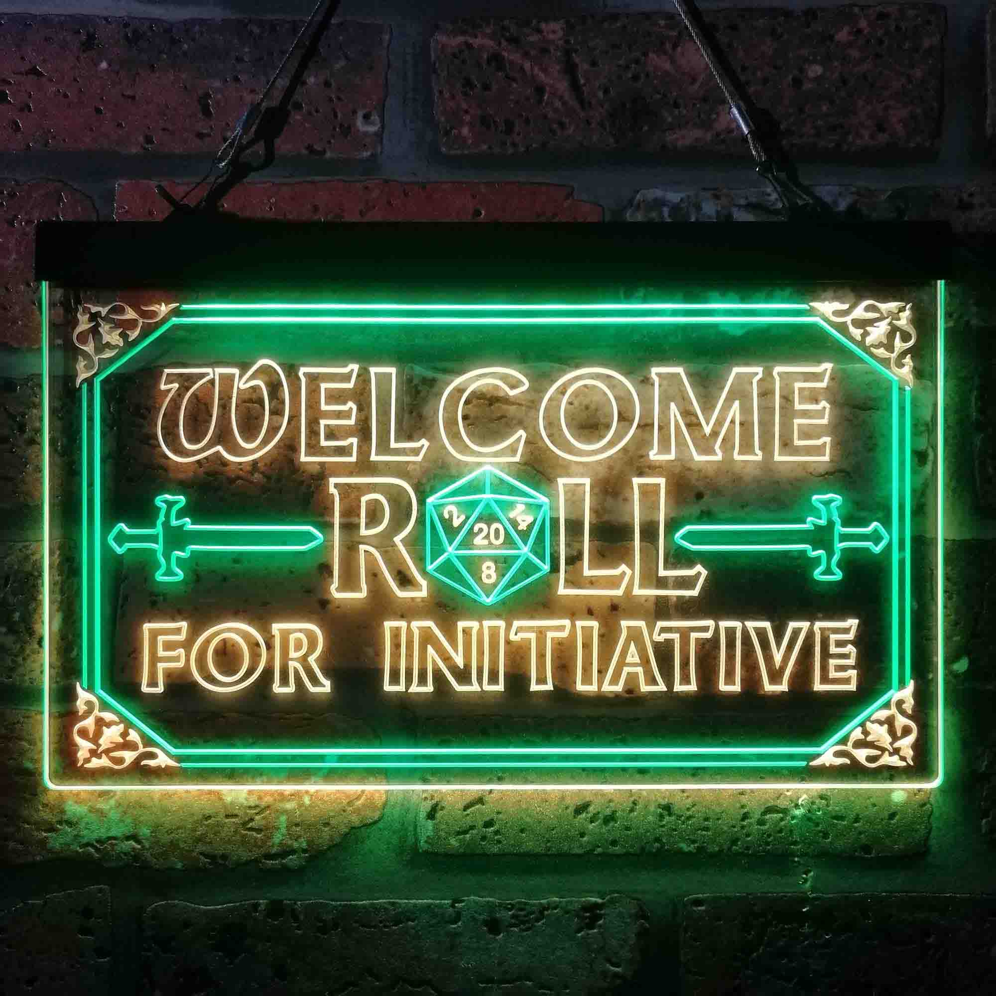 Dungeons & Dragons Welcome to Roll For Initiative Neon LED Sign