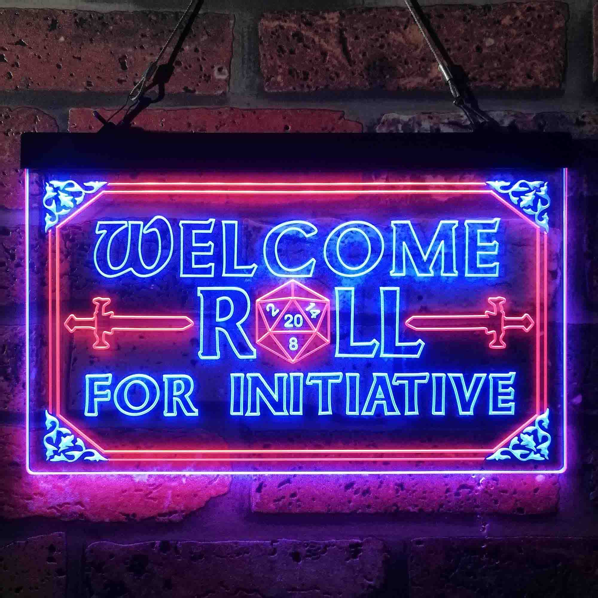Dungeons & Dragons Welcome to Roll For Initiative Neon LED Sign