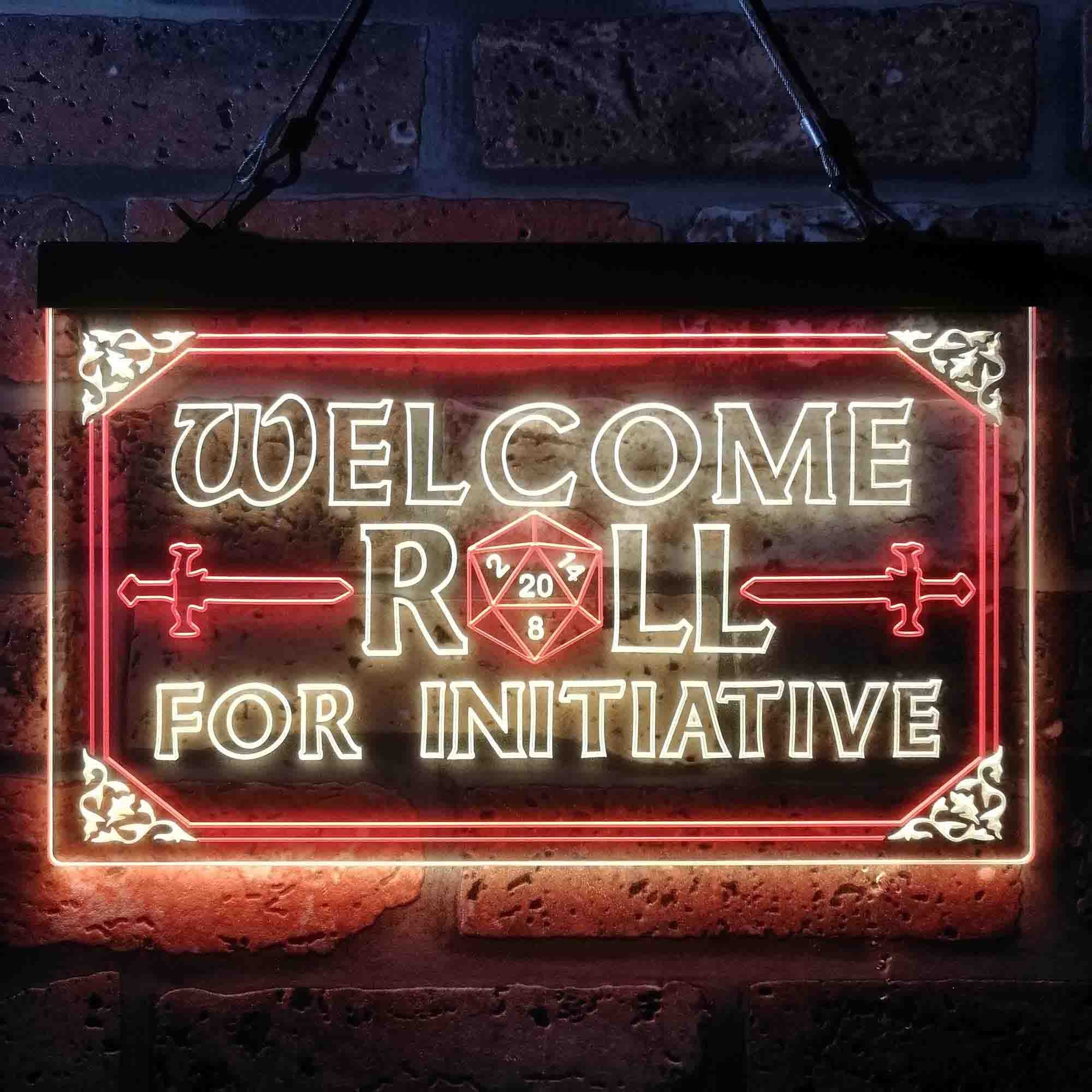 Dungeons & Dragons Welcome to Roll For Initiative Neon LED Sign