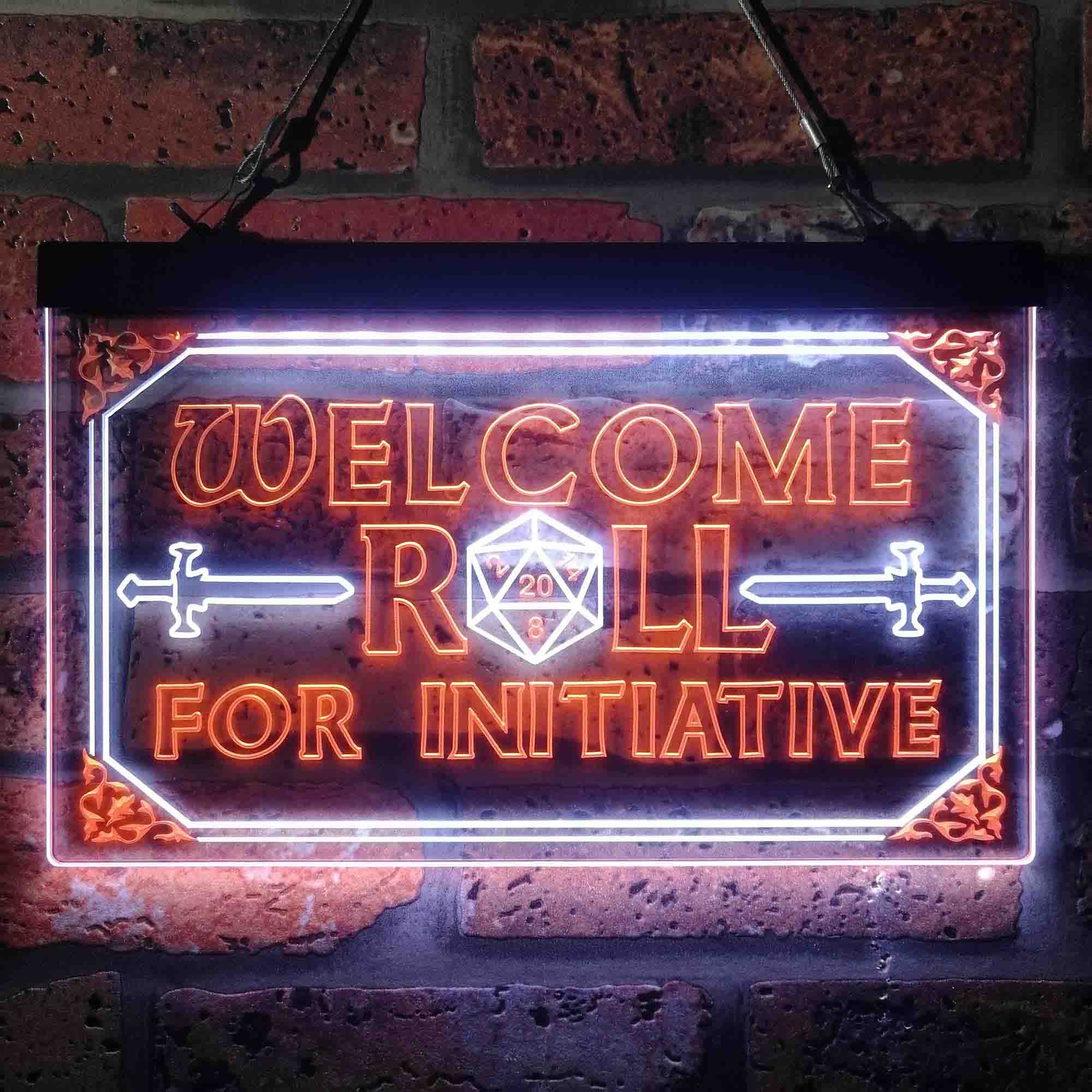 Dungeons & Dragons Welcome to Roll For Initiative Neon LED Sign
