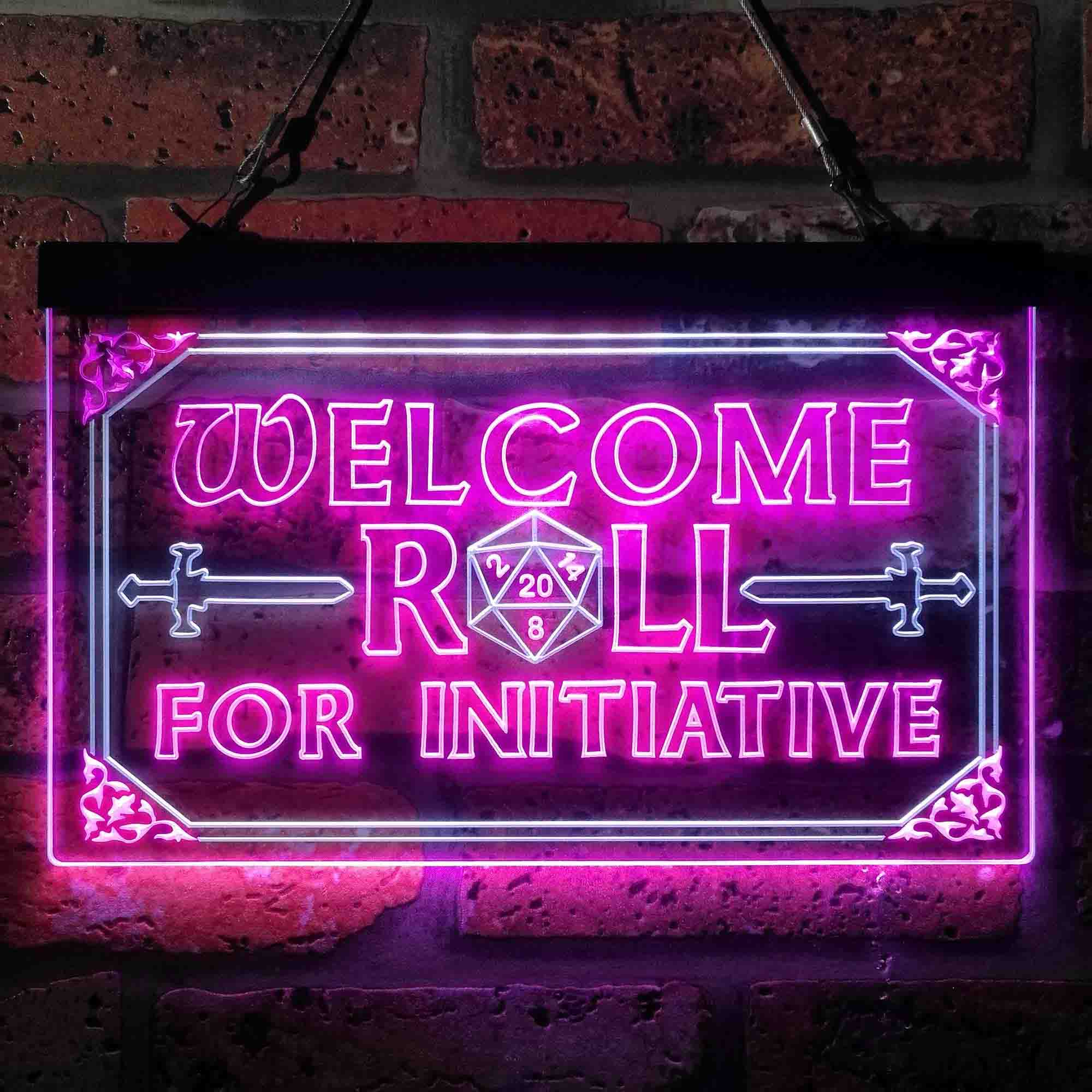 Dungeons & Dragons Welcome to Roll For Initiative Neon LED Sign