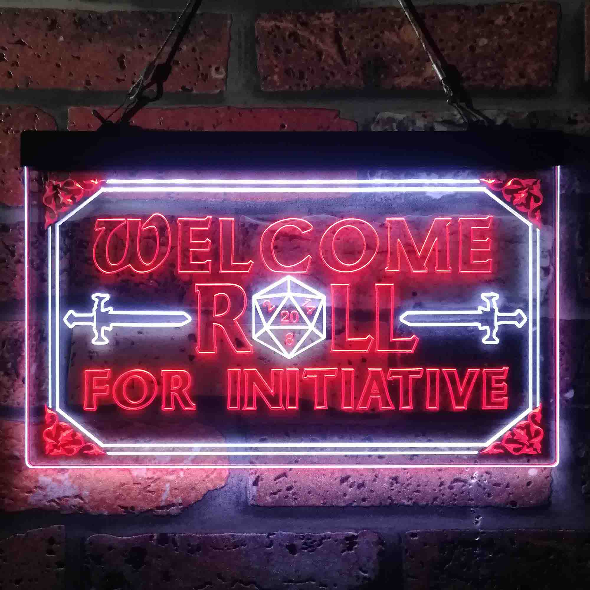 Dungeons & Dragons Welcome to Roll For Initiative Neon LED Sign
