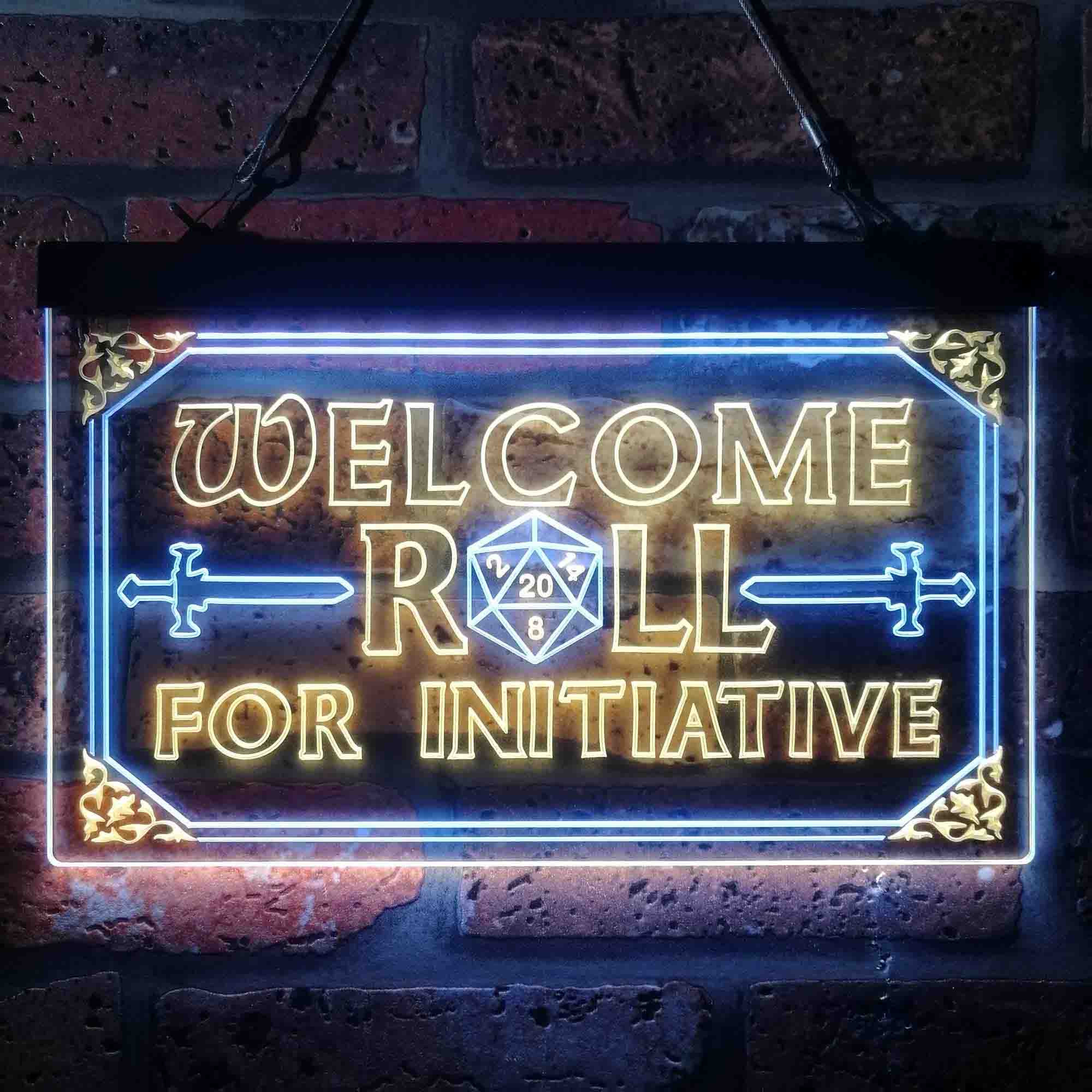 Dungeons & Dragons Welcome to Roll For Initiative Neon LED Sign