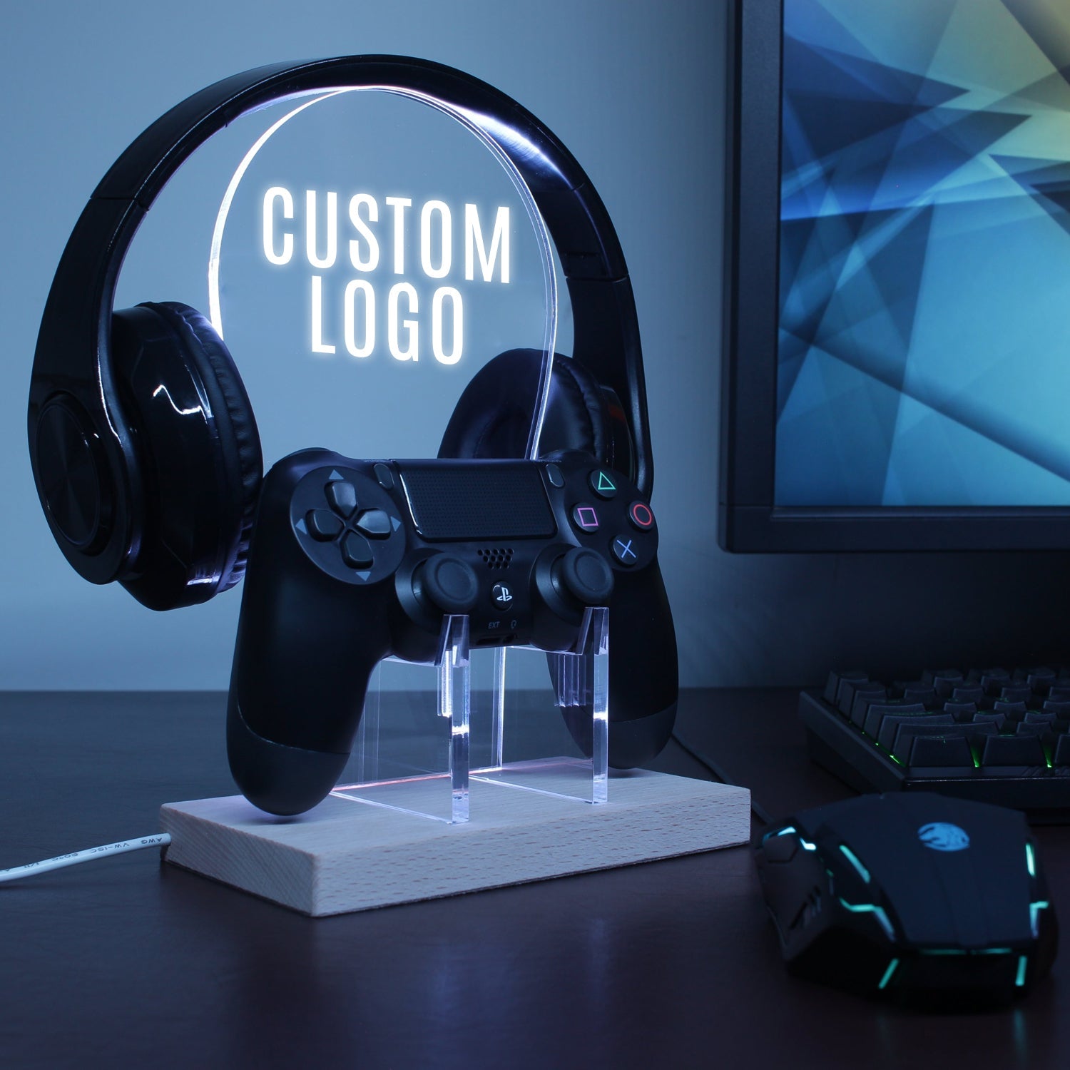 Custom Personalized LED Gaming Headset Controller Stand | PRO LED SIGN