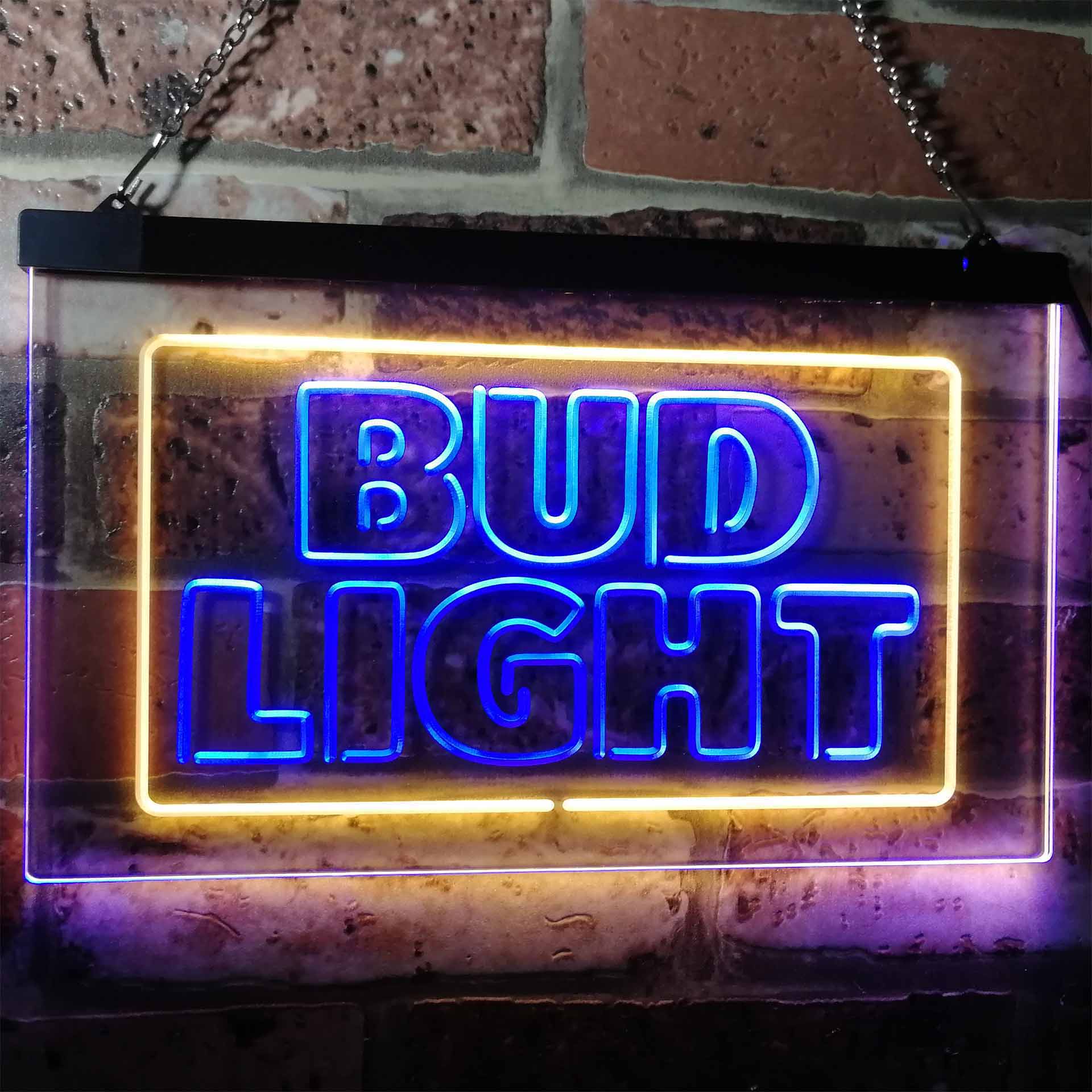 Bud Light Neon Light LED Sign Business & Industrial > Signage > Electric Signs > LED Signs Proledsign Blue & Yellow 12 in W x 8 in H (30cm x 20cm) 
