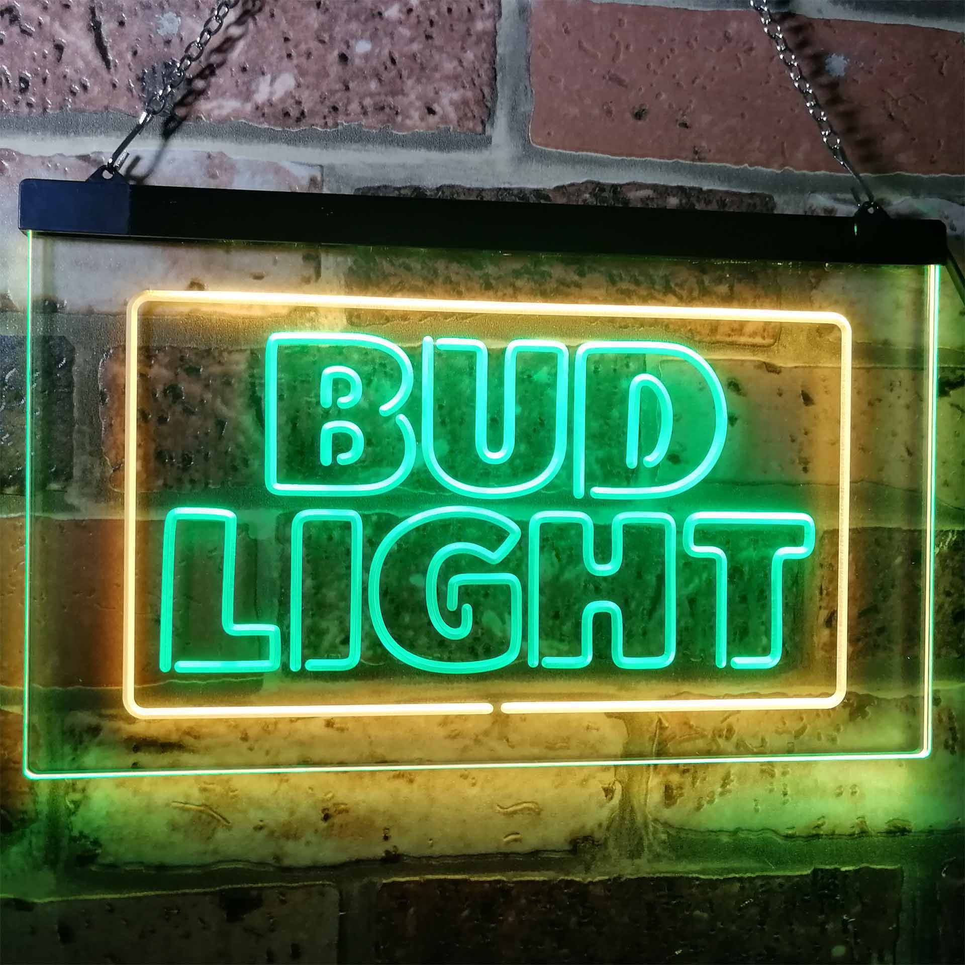 Bud Light Neon Light LED Sign Business & Industrial > Signage > Electric Signs > LED Signs Proledsign Green & Yellow 12 in W x 8 in H (30cm x 20cm) 