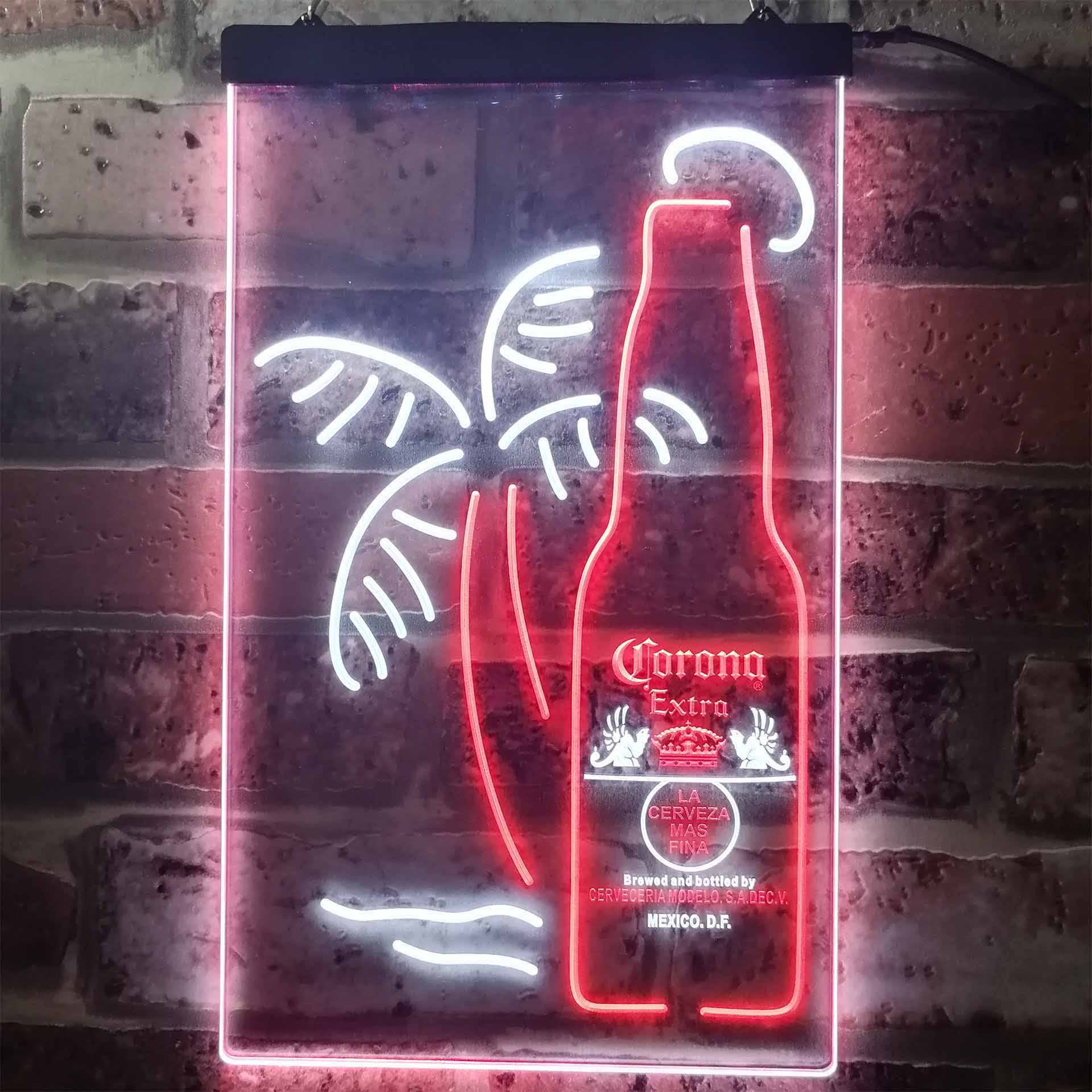 Corona Extra Bottle Palm Tree Beer Neon Light LED Sign Business & Industrial > Signage > Electric Signs > LED Signs Proledsign White & Red 8 in W x 12 in H (20cm x 30cm) 