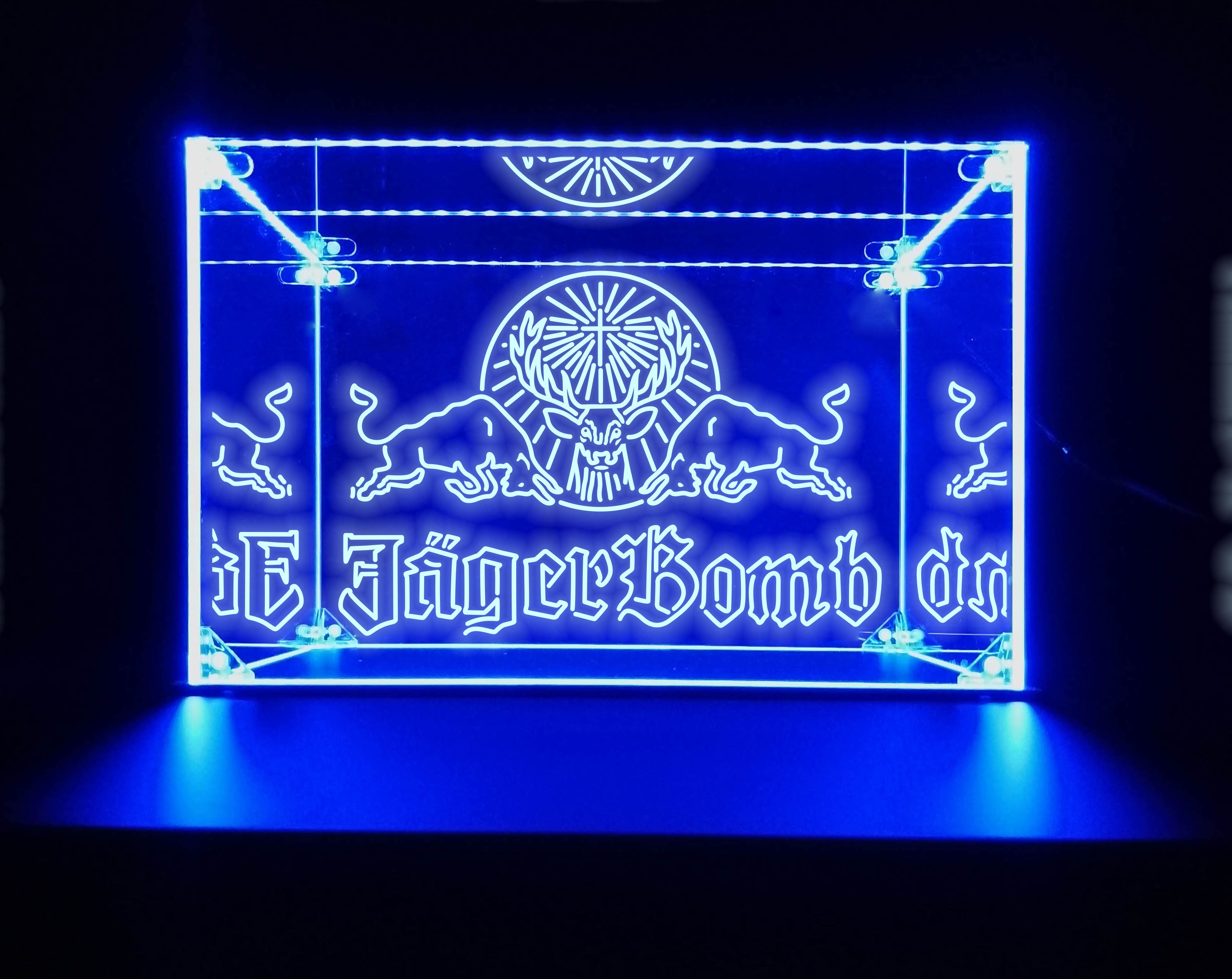 LED Display Case For Jagerbomb Bull Shot Bar Liquor Bottles