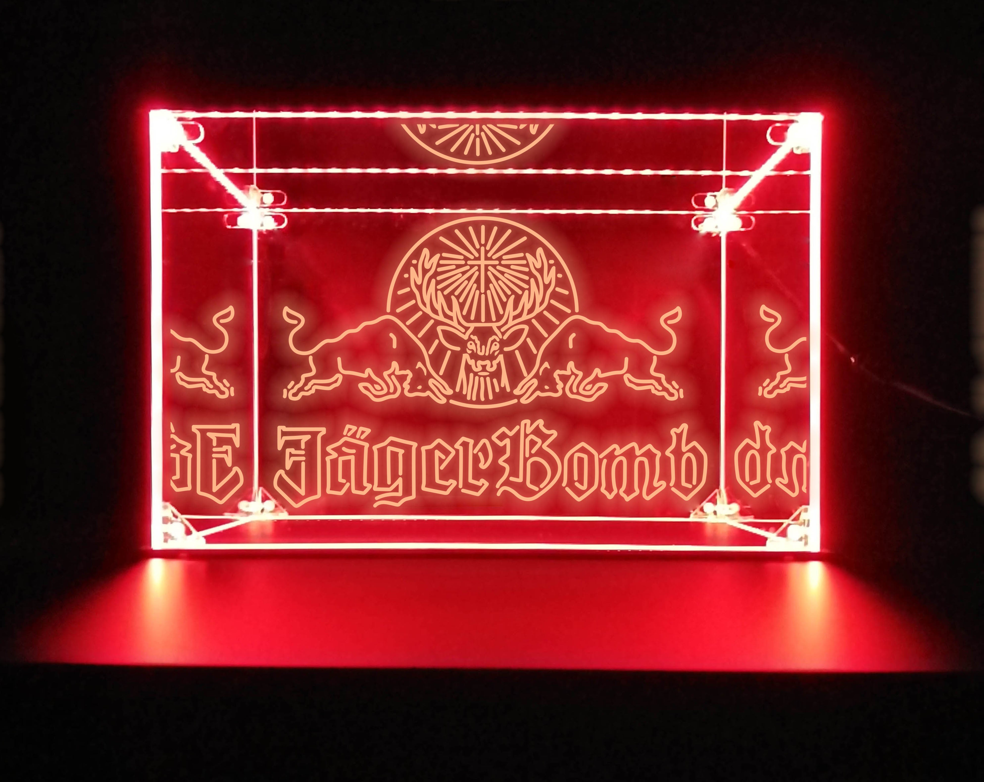 LED Display Case For Jagerbomb Bull Shot Bar Liquor Bottles