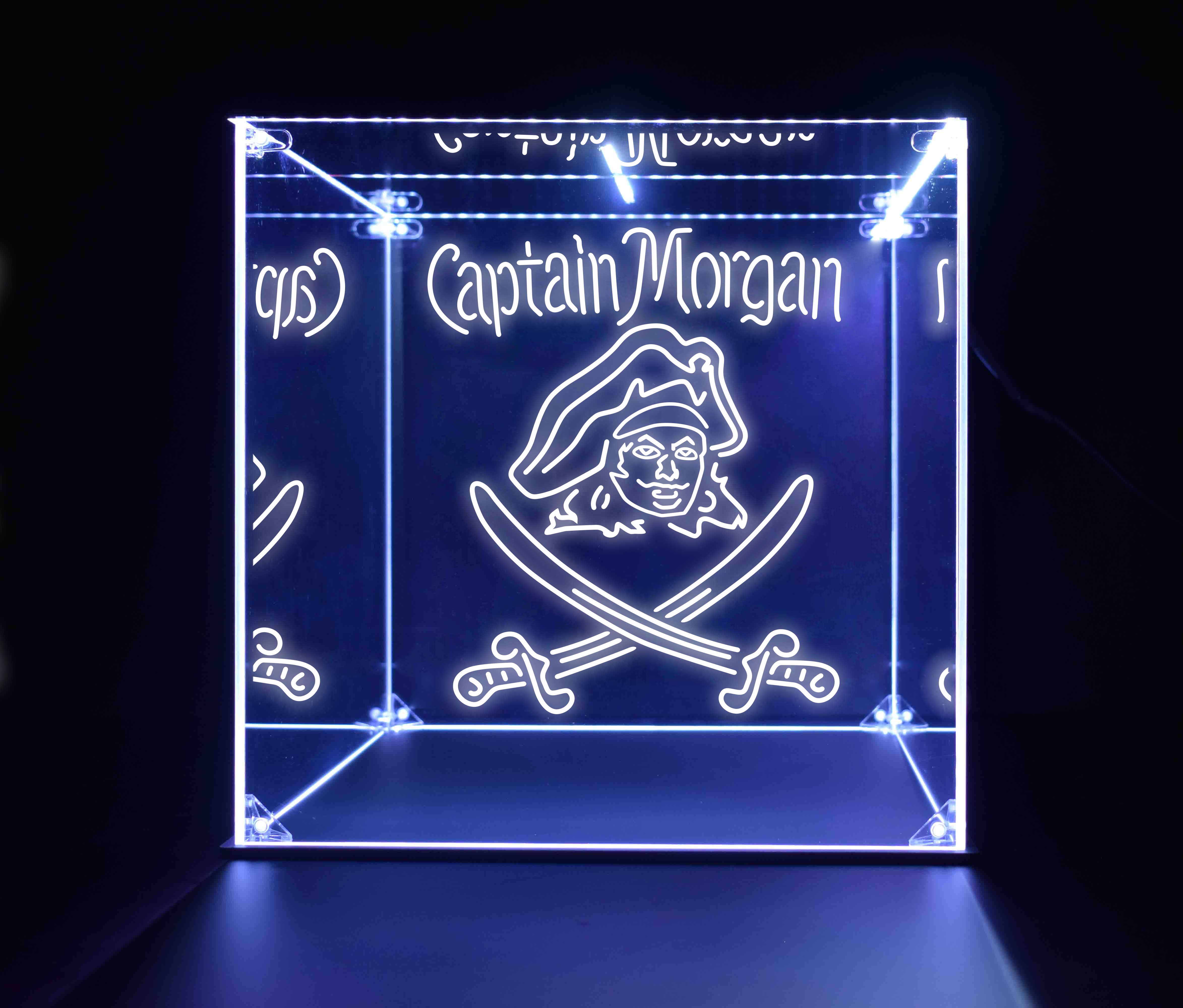 Wine, Champagne, Liquor, Beverage Bottle LED Display Case, Captain Morgan Collection