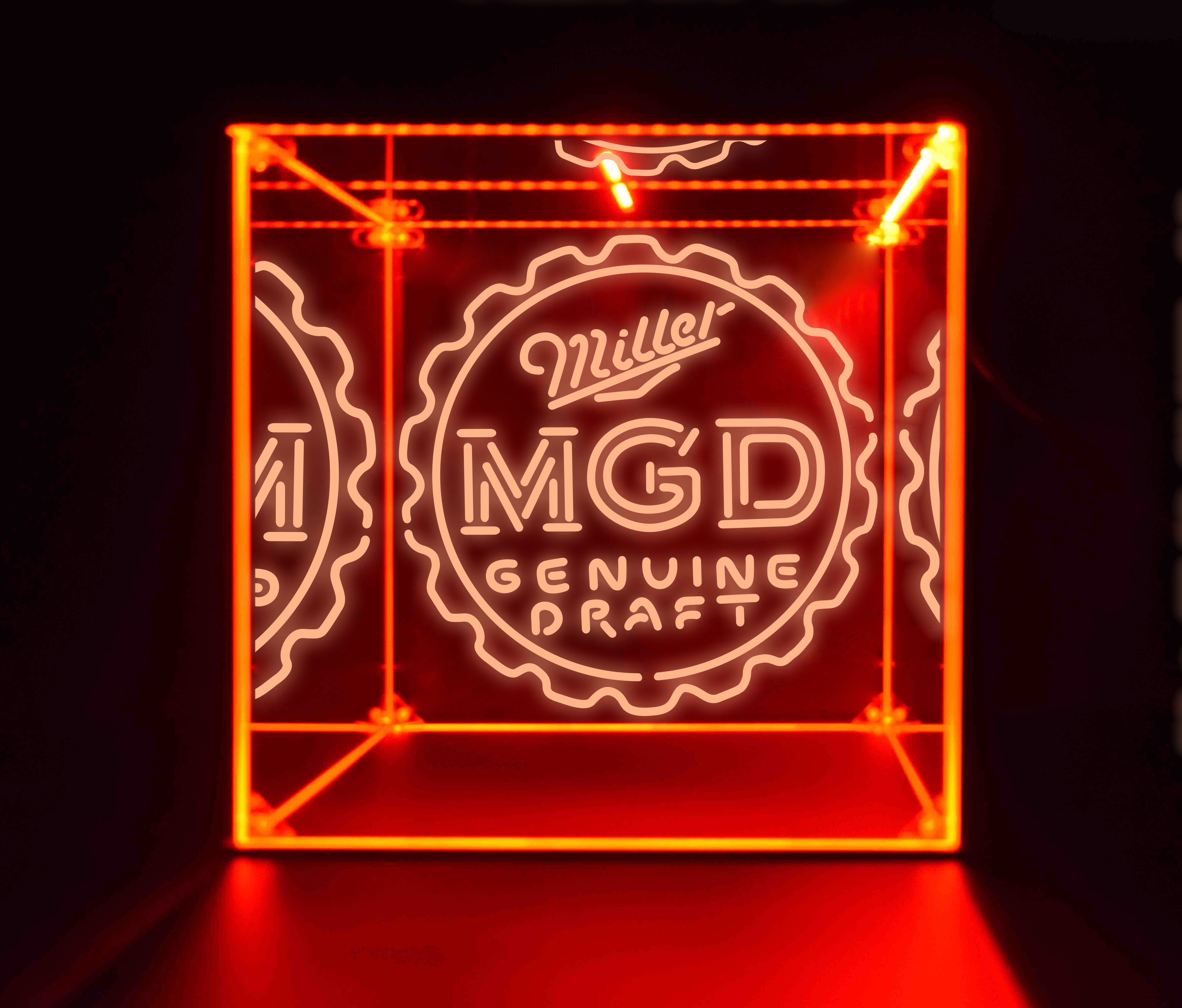 Wine, Champagne, Liquor, Beverage Bottle LED Display Case, Miller,Miller Genuine Draft,MGD MGD Collection