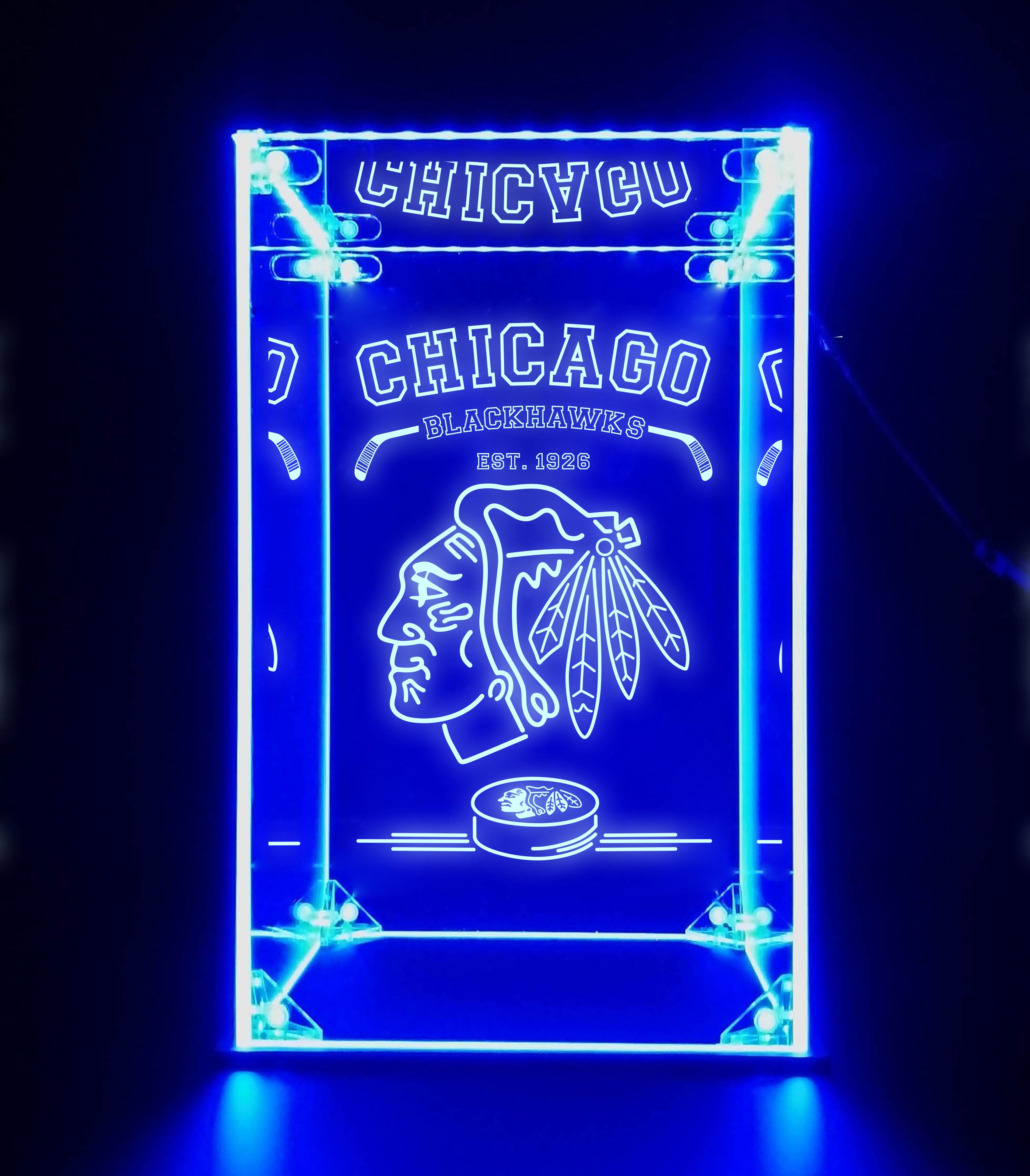 LED Display Case For Chicago Blackhawks Sports Memorabilia