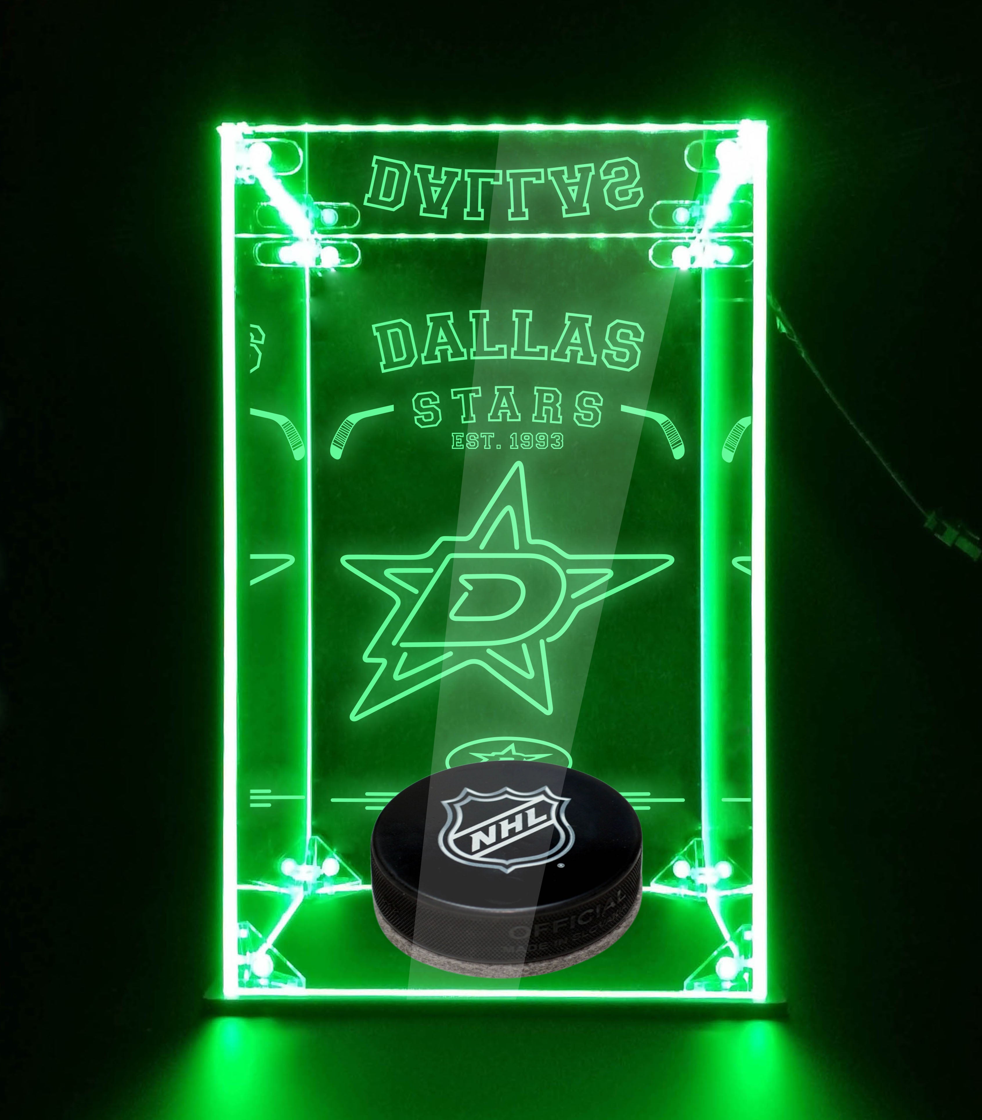 LED Display Case For Dallas Stars Est 1993 Sports Memorabilia