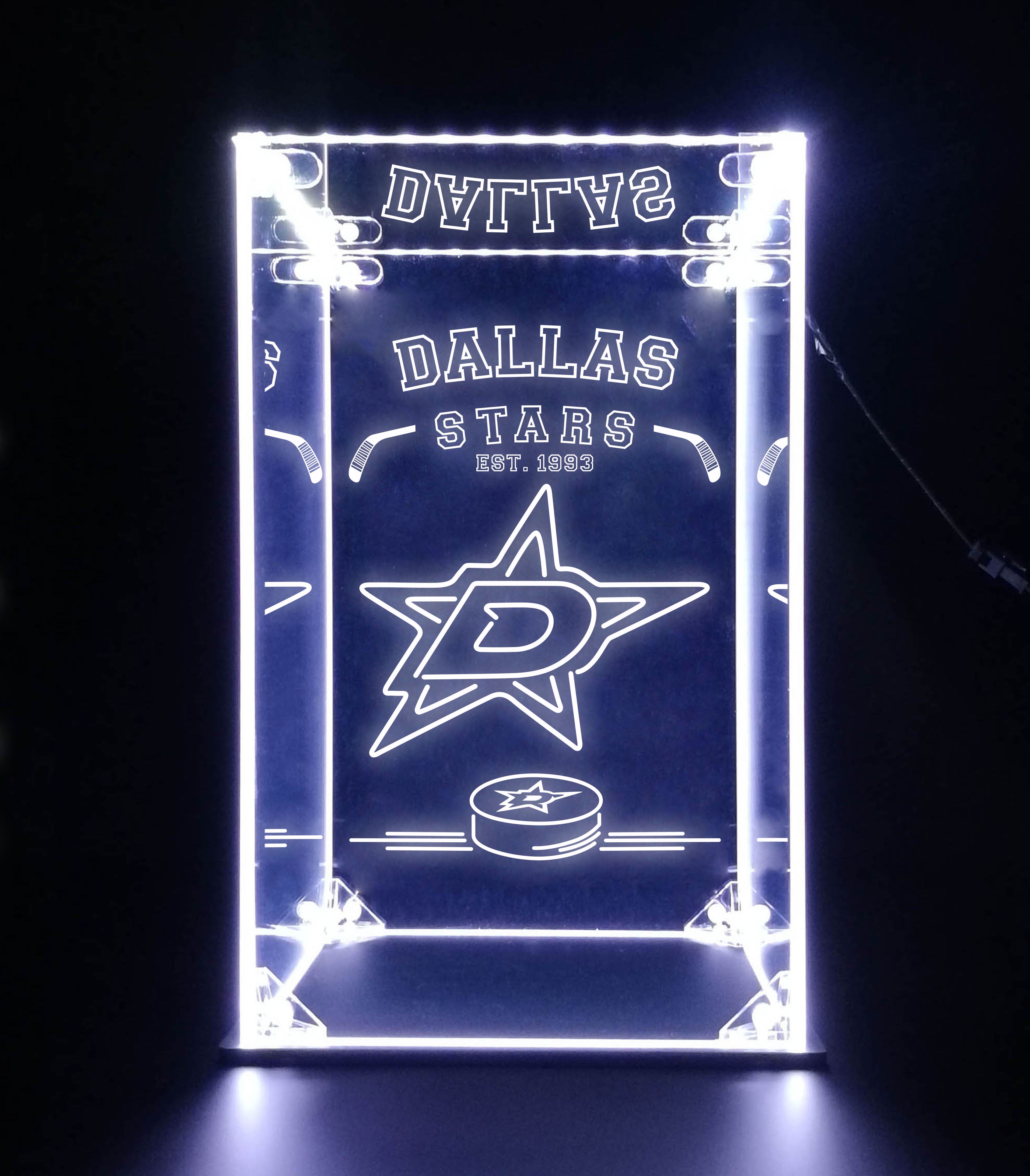 LED Display Case For Dallas Stars Est 1993 Sports Memorabilia